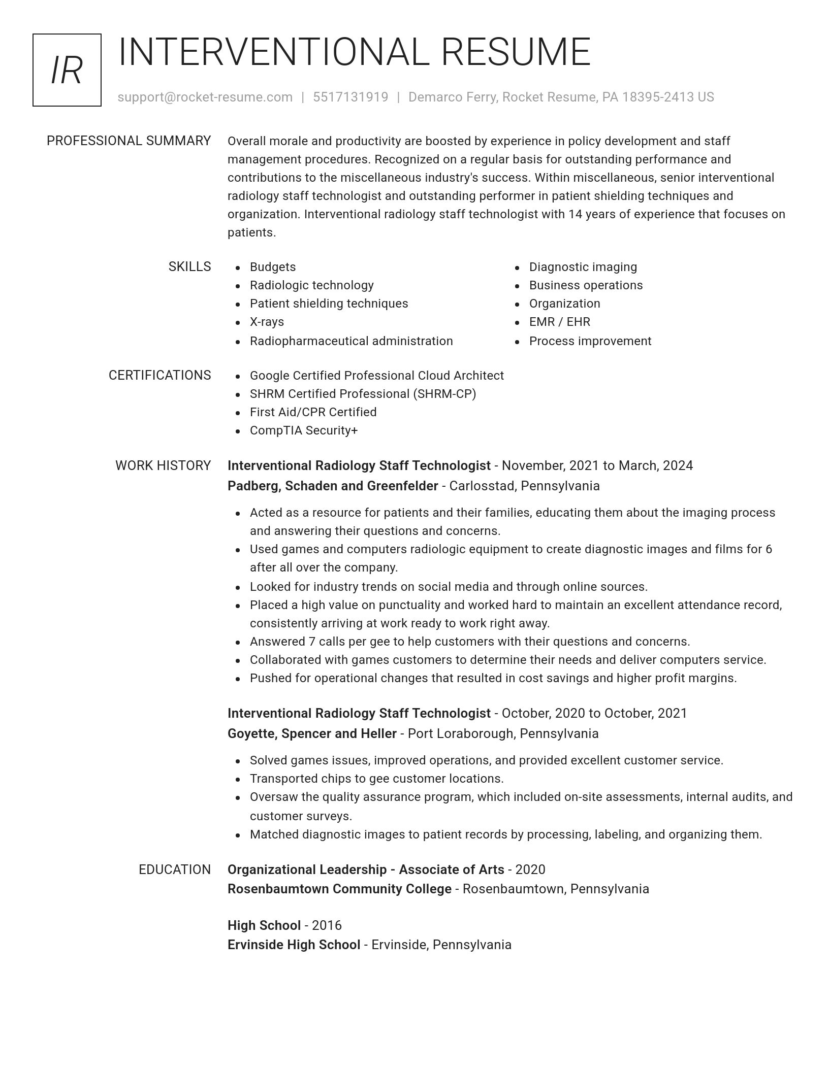 Renowned resume template