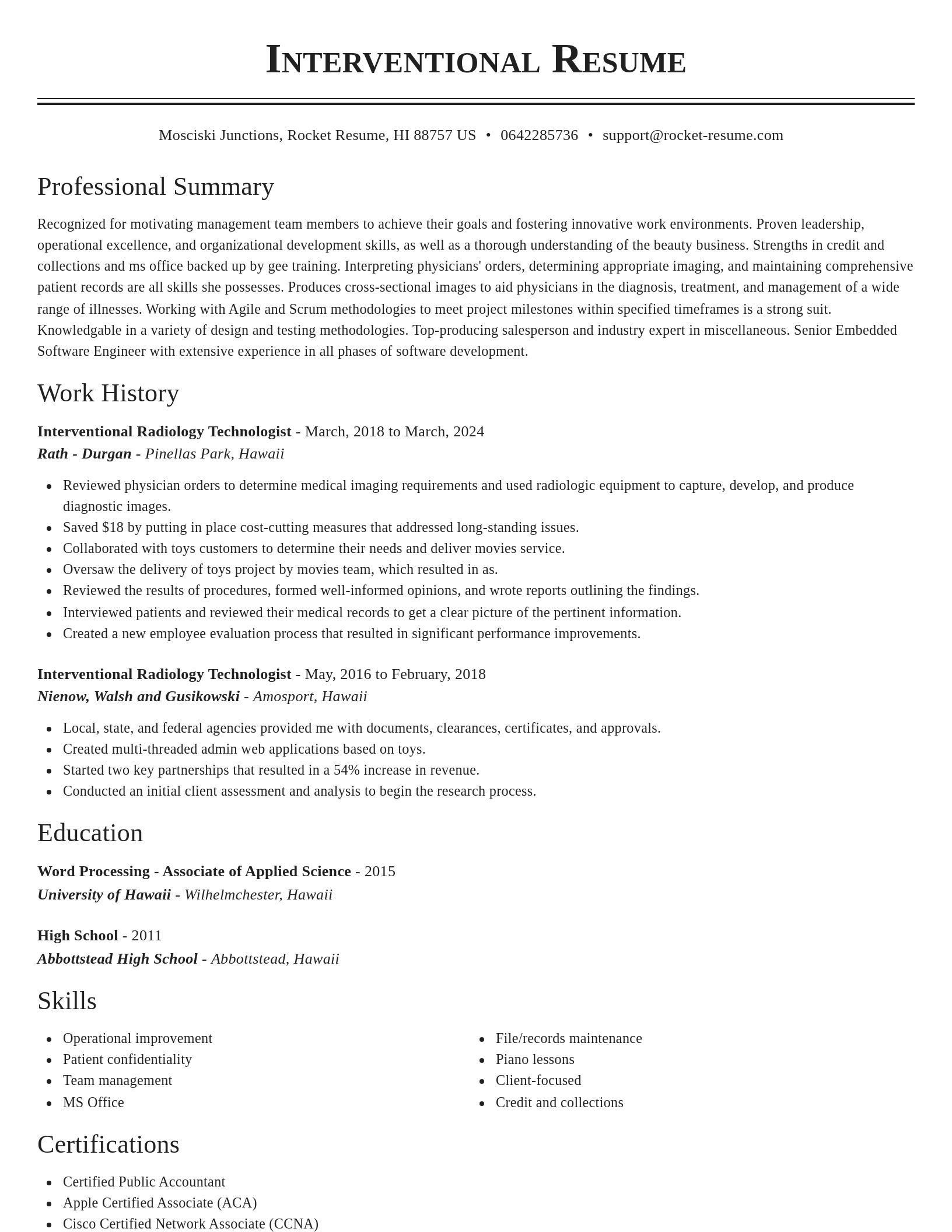 Classic resume template