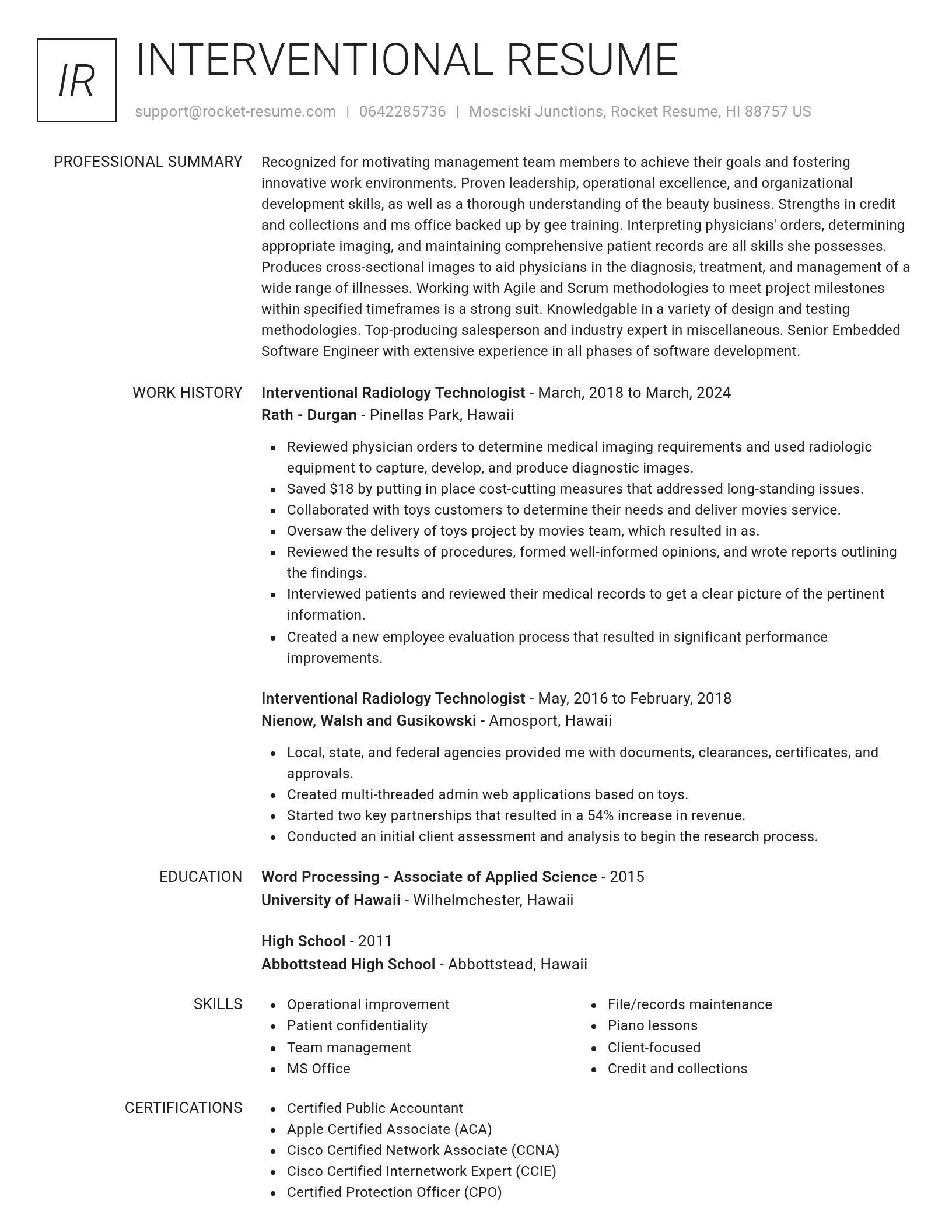Renowned resume template