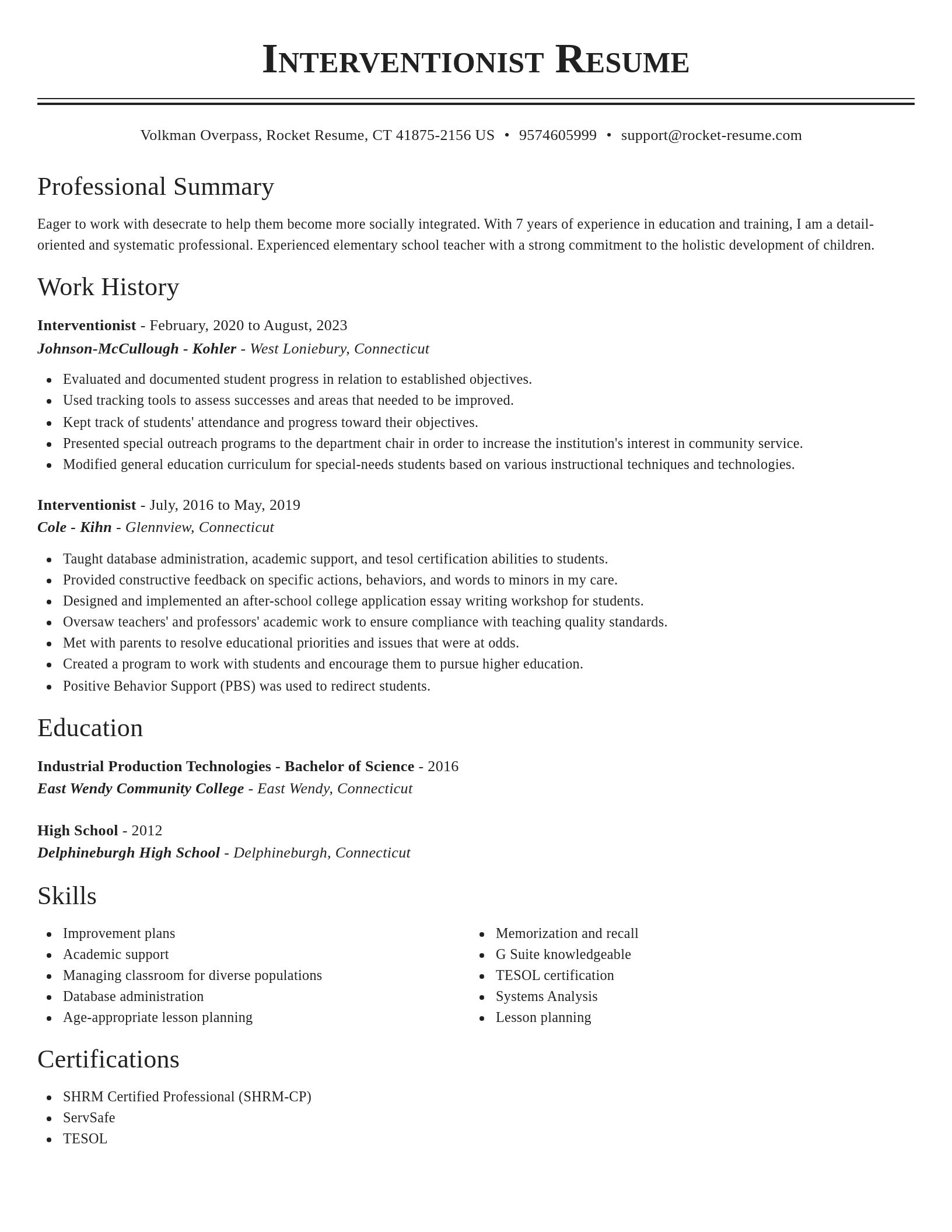 Classic resume template
