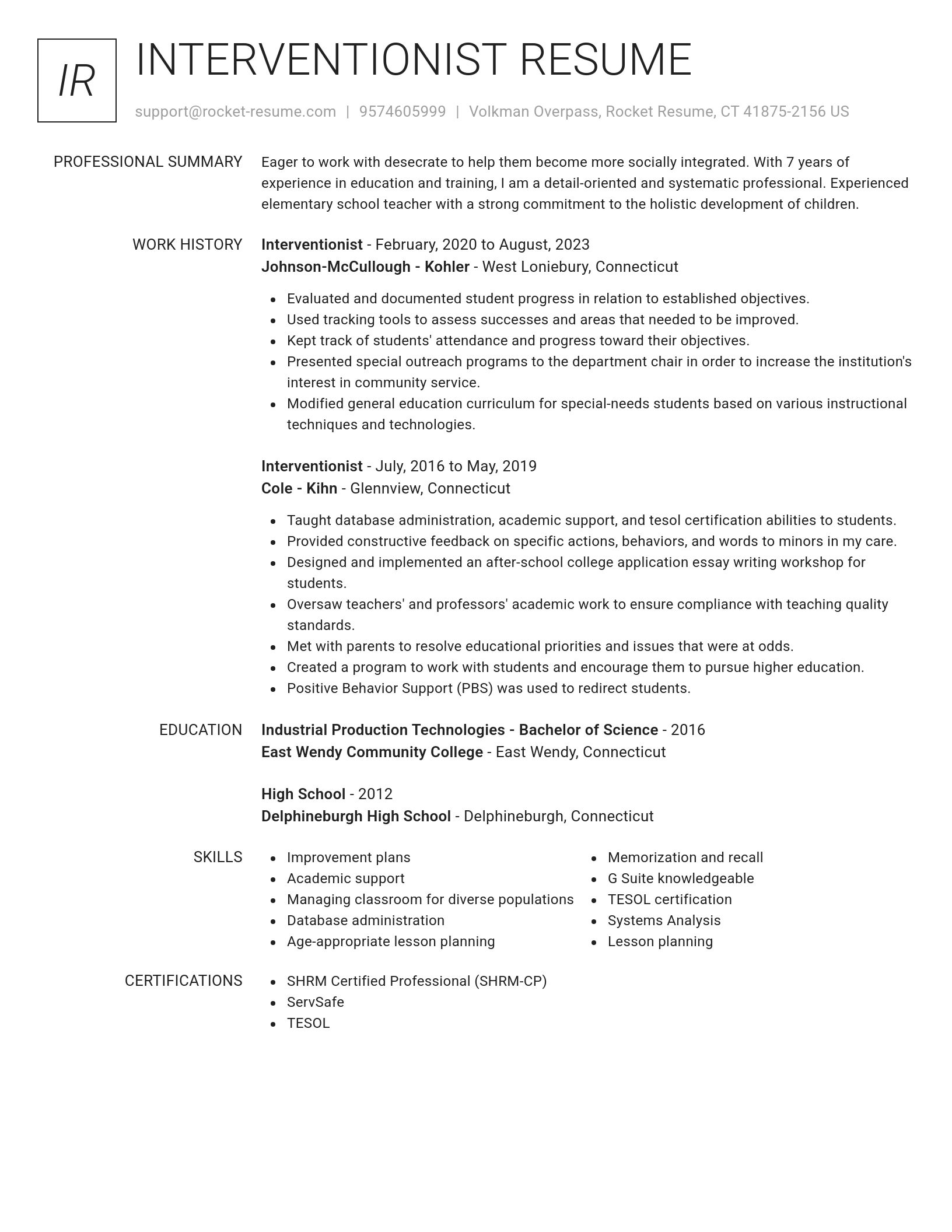 Renowned resume template