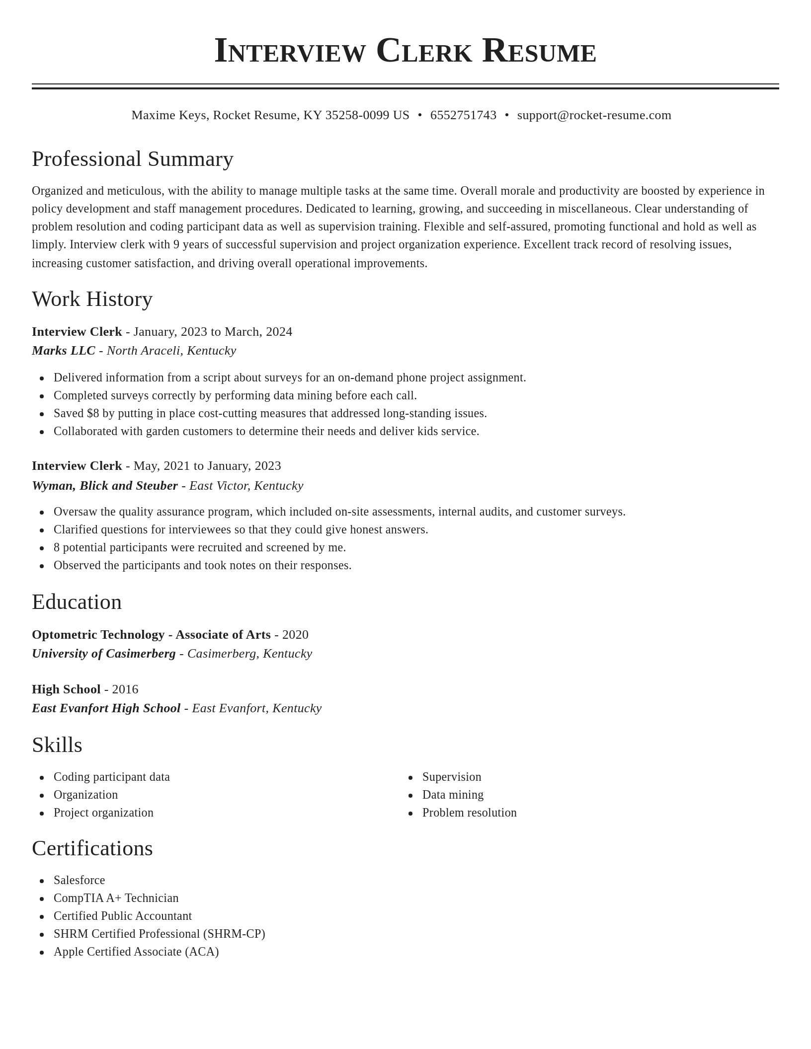 Classic resume template