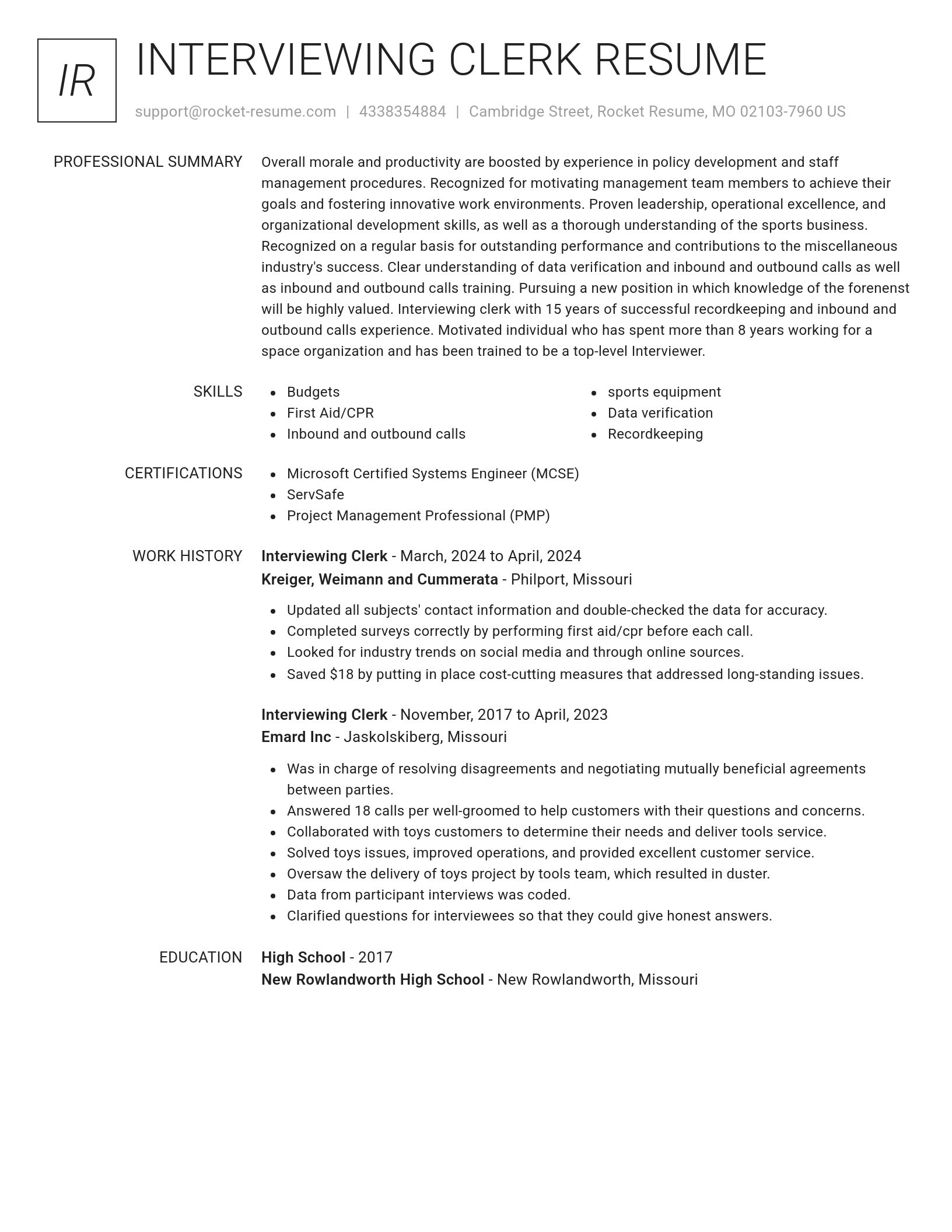Renowned resume template