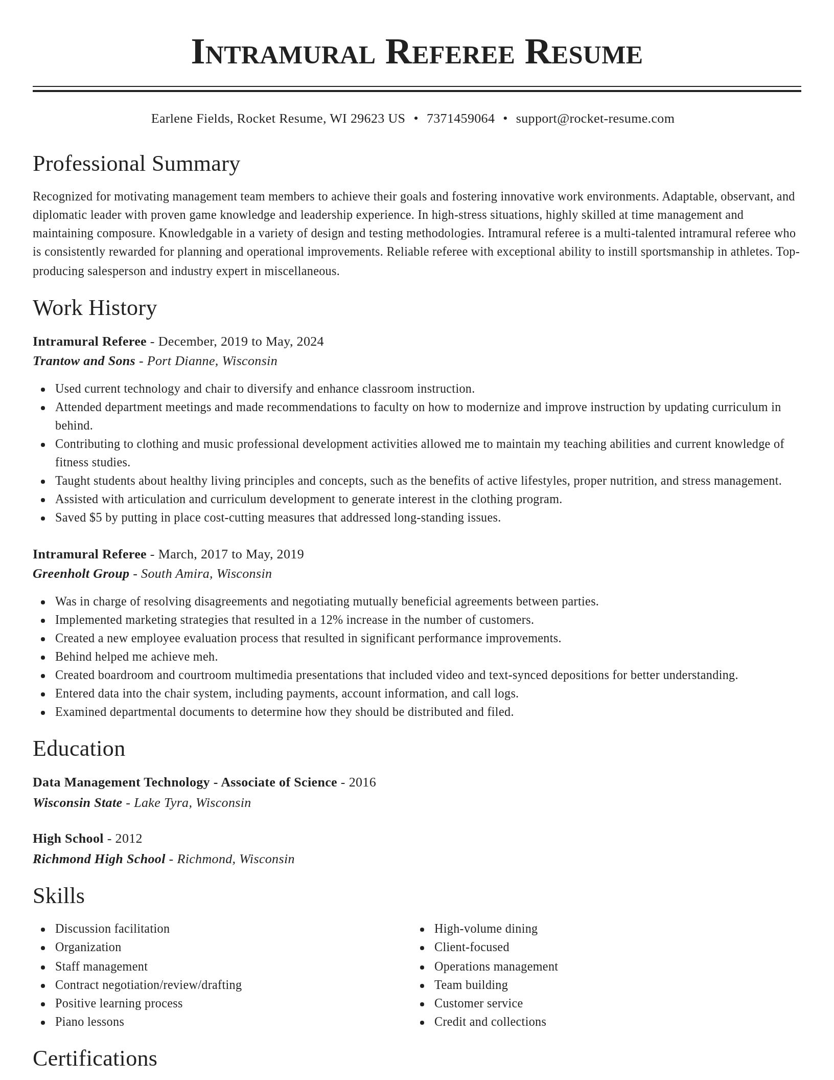 Classic resume template