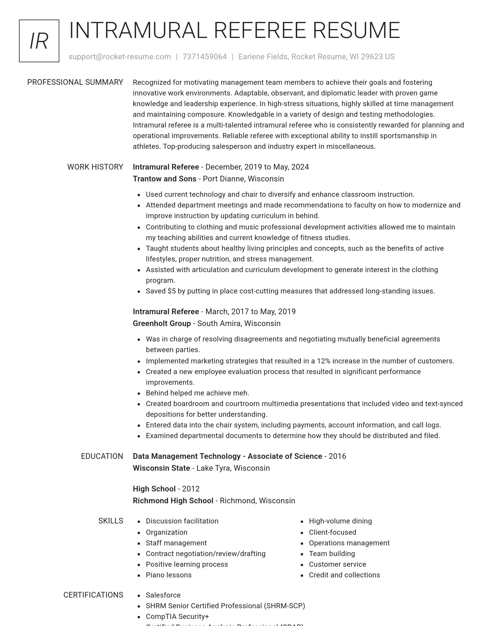 Renowned resume template