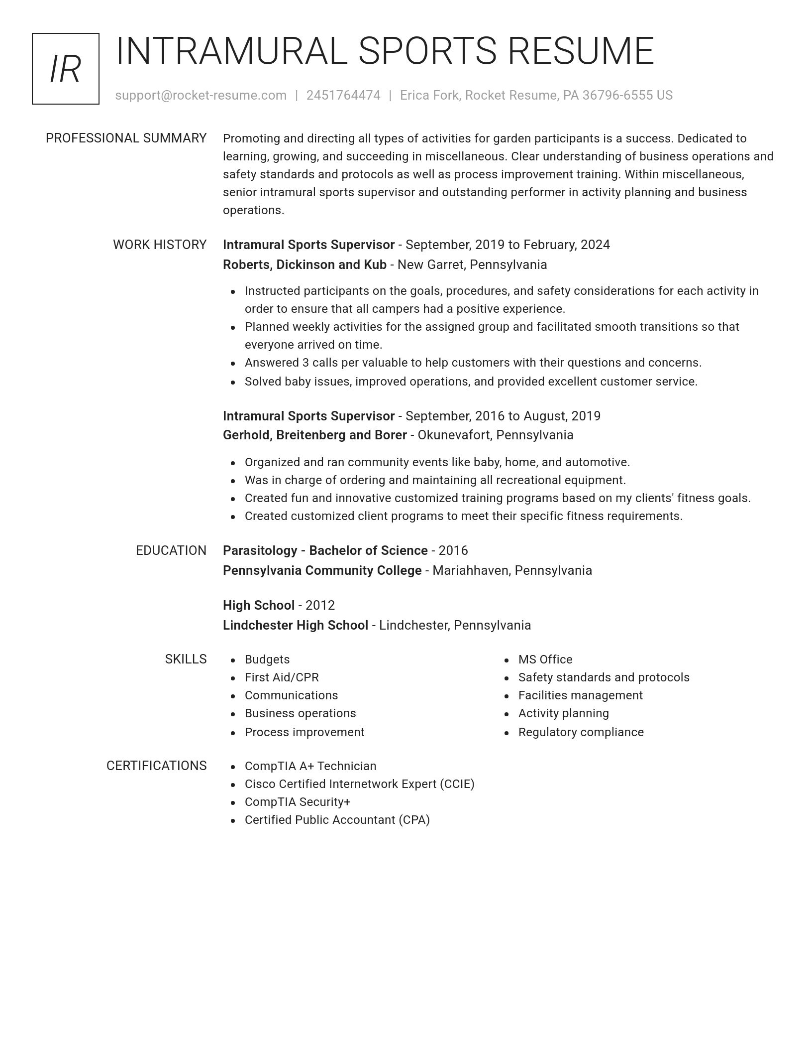Renowned resume template
