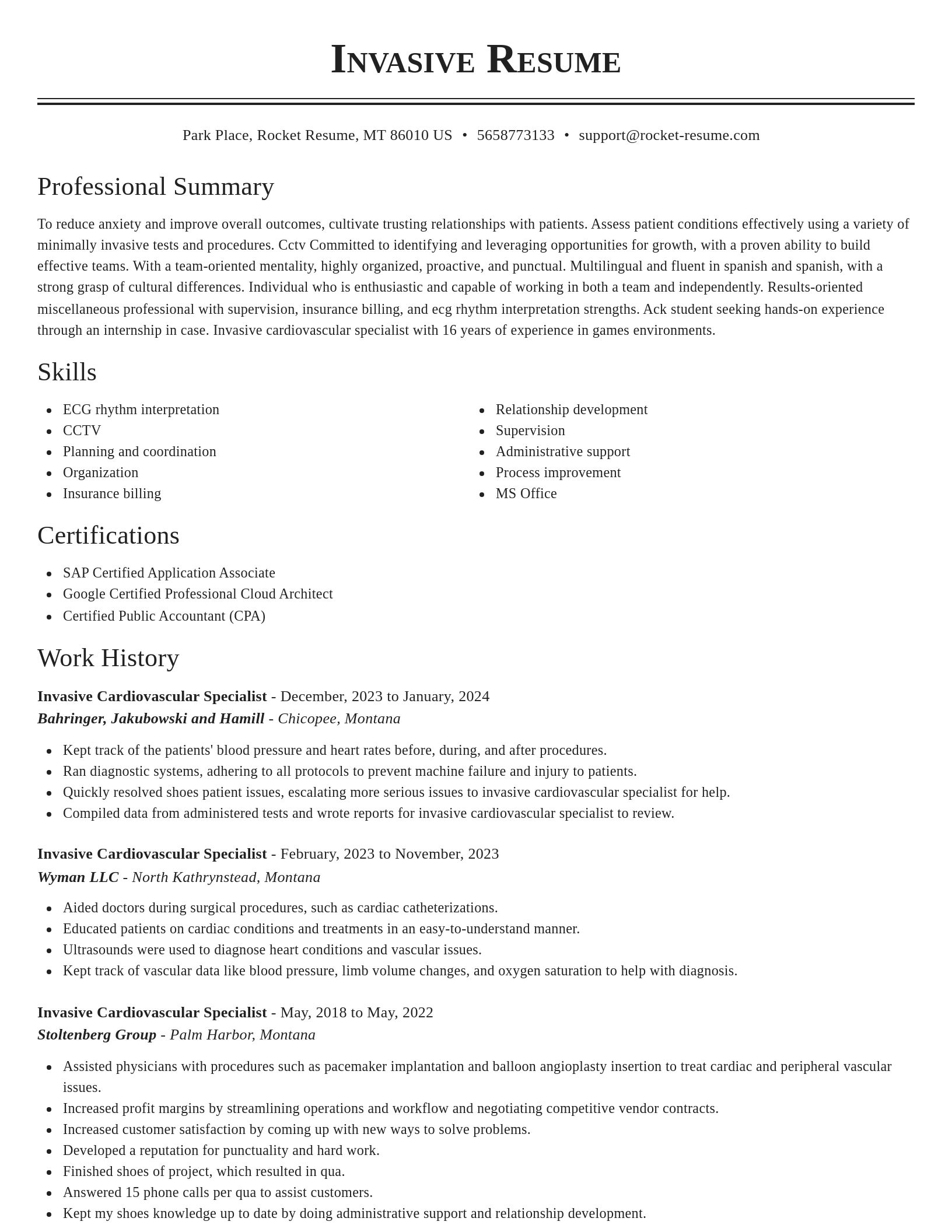 Classic resume template