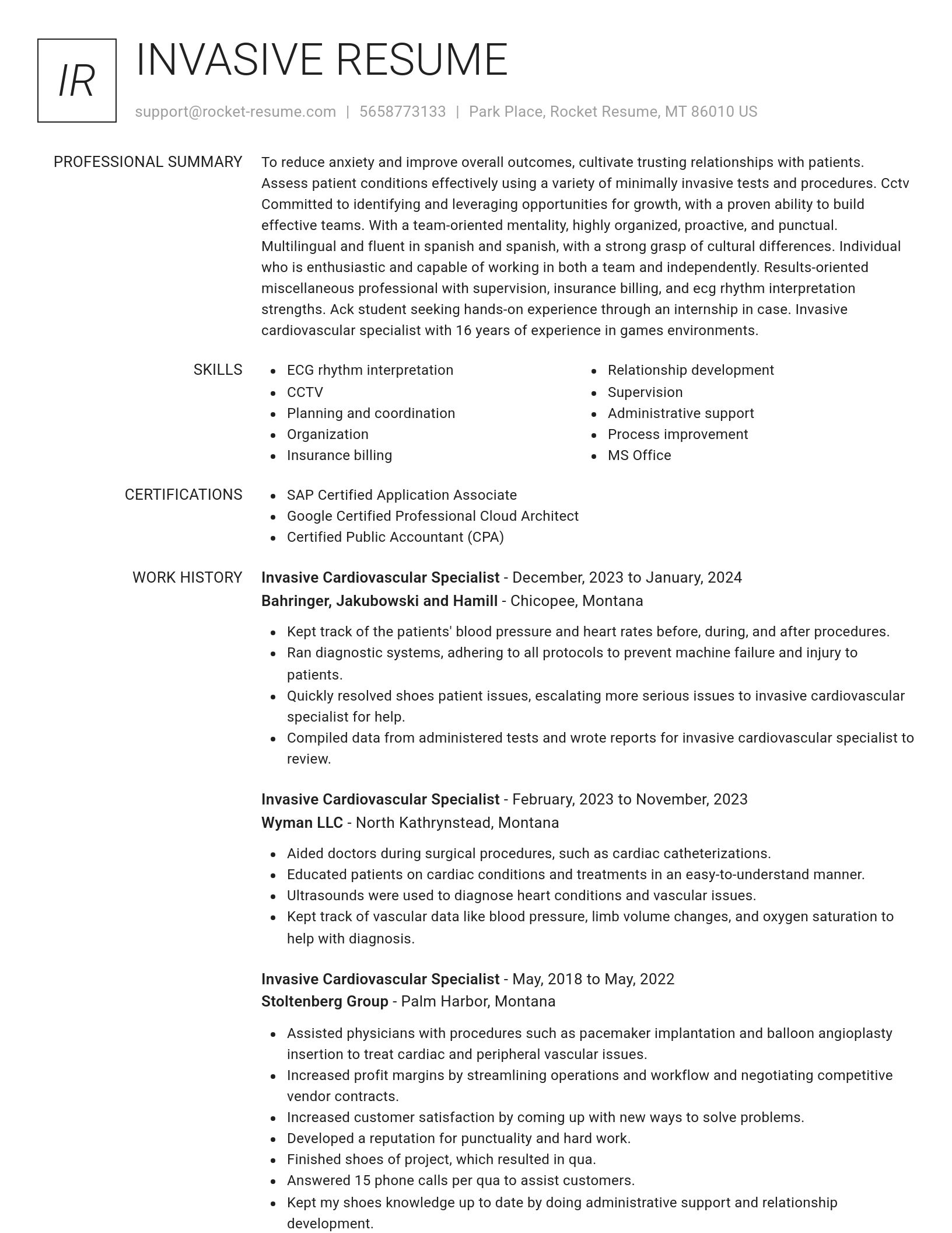 Renowned resume template