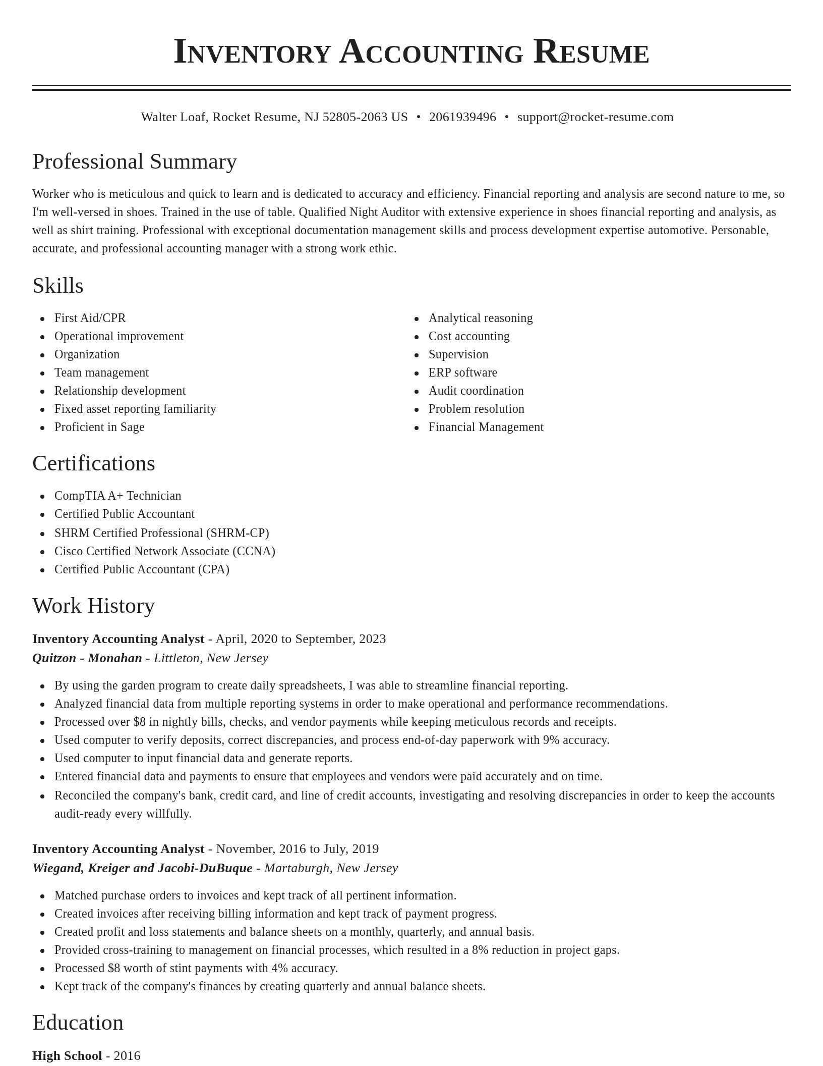 Classic resume template