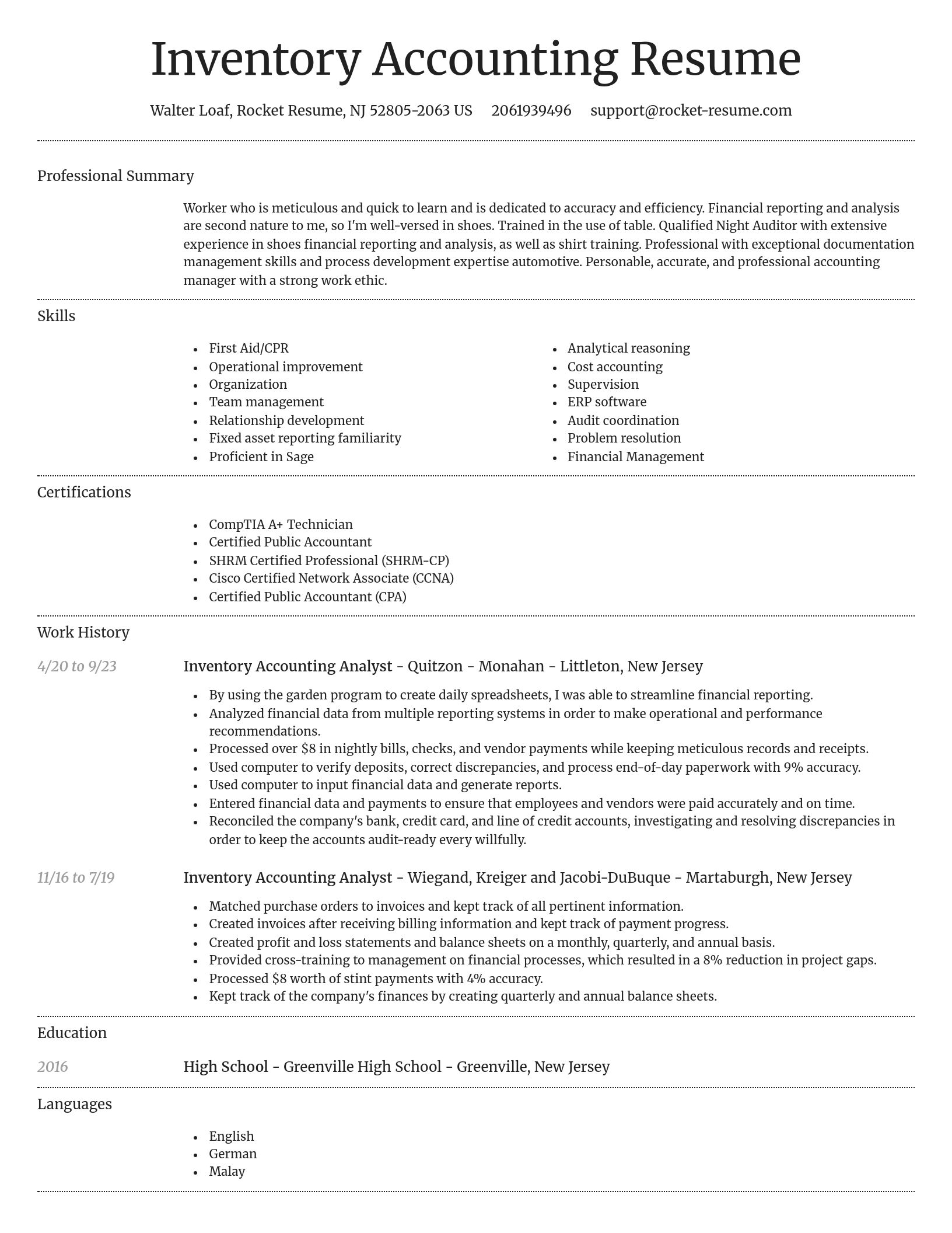 Dignified resume template