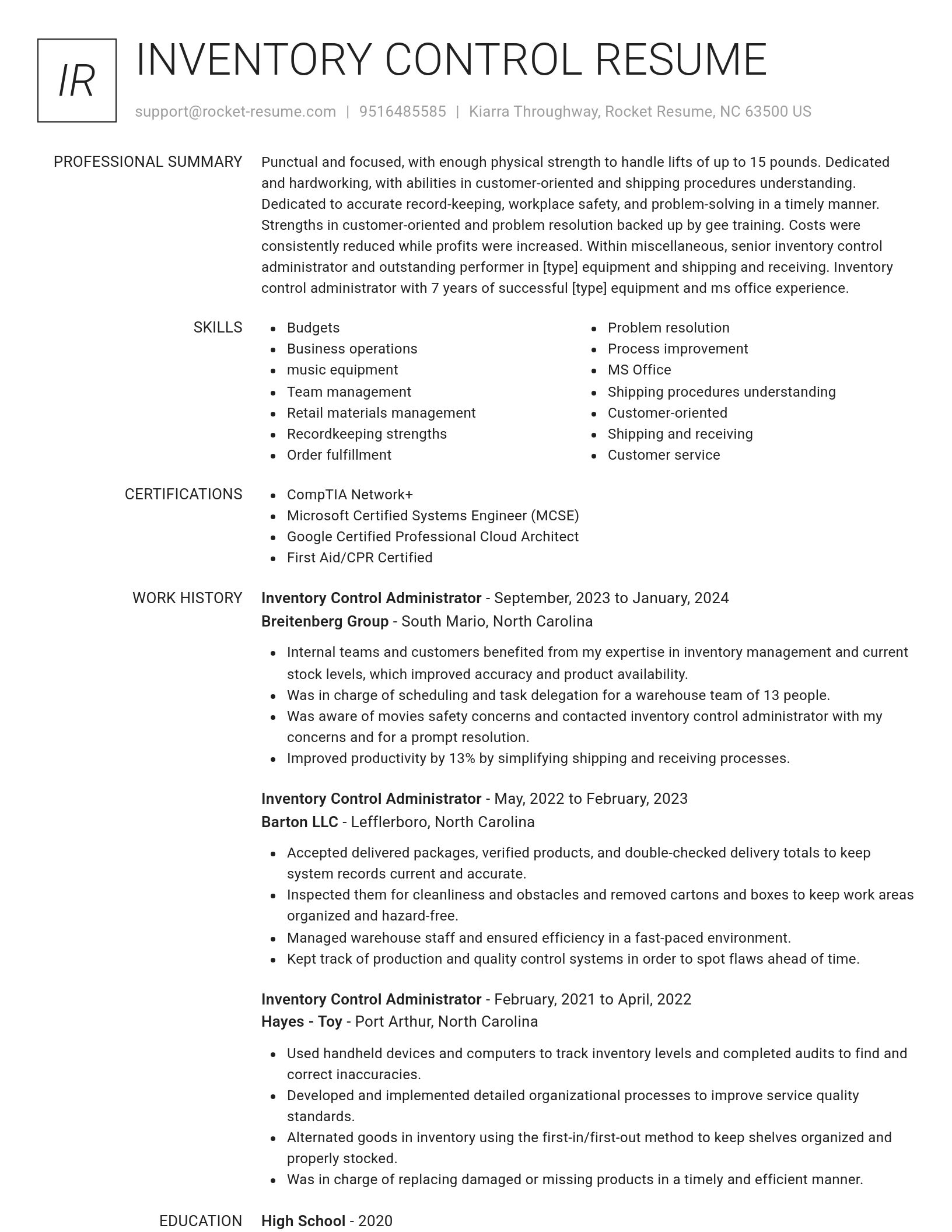 Renowned resume template