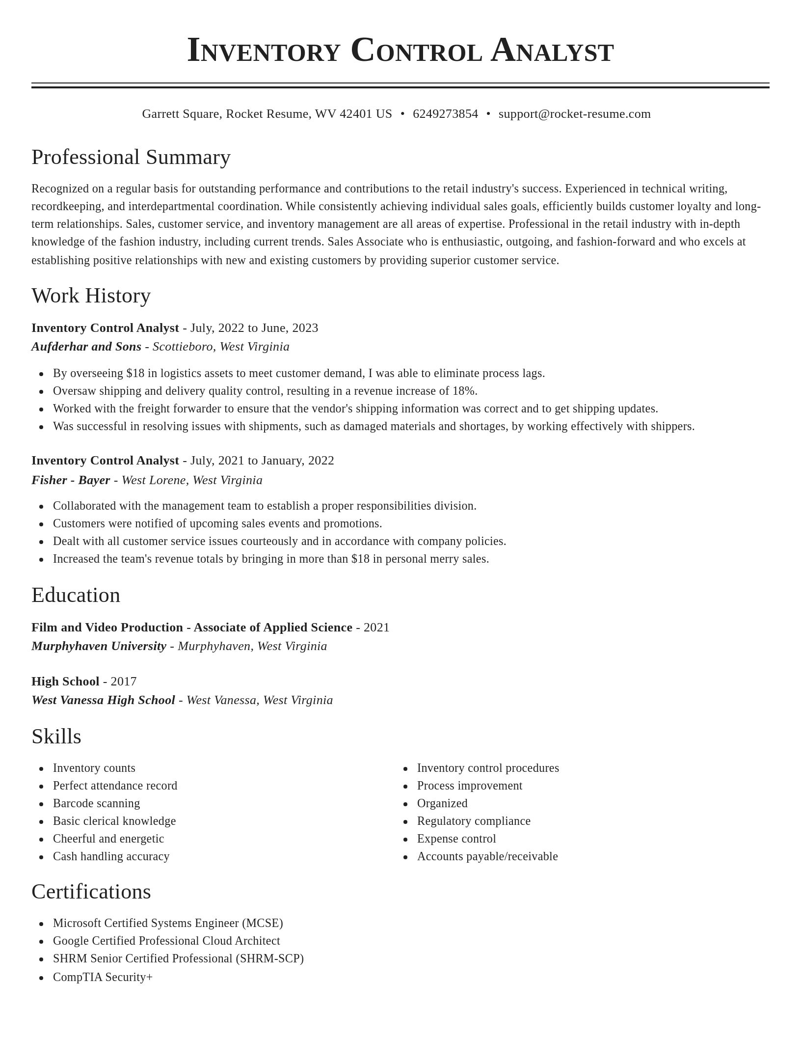 Classic resume template