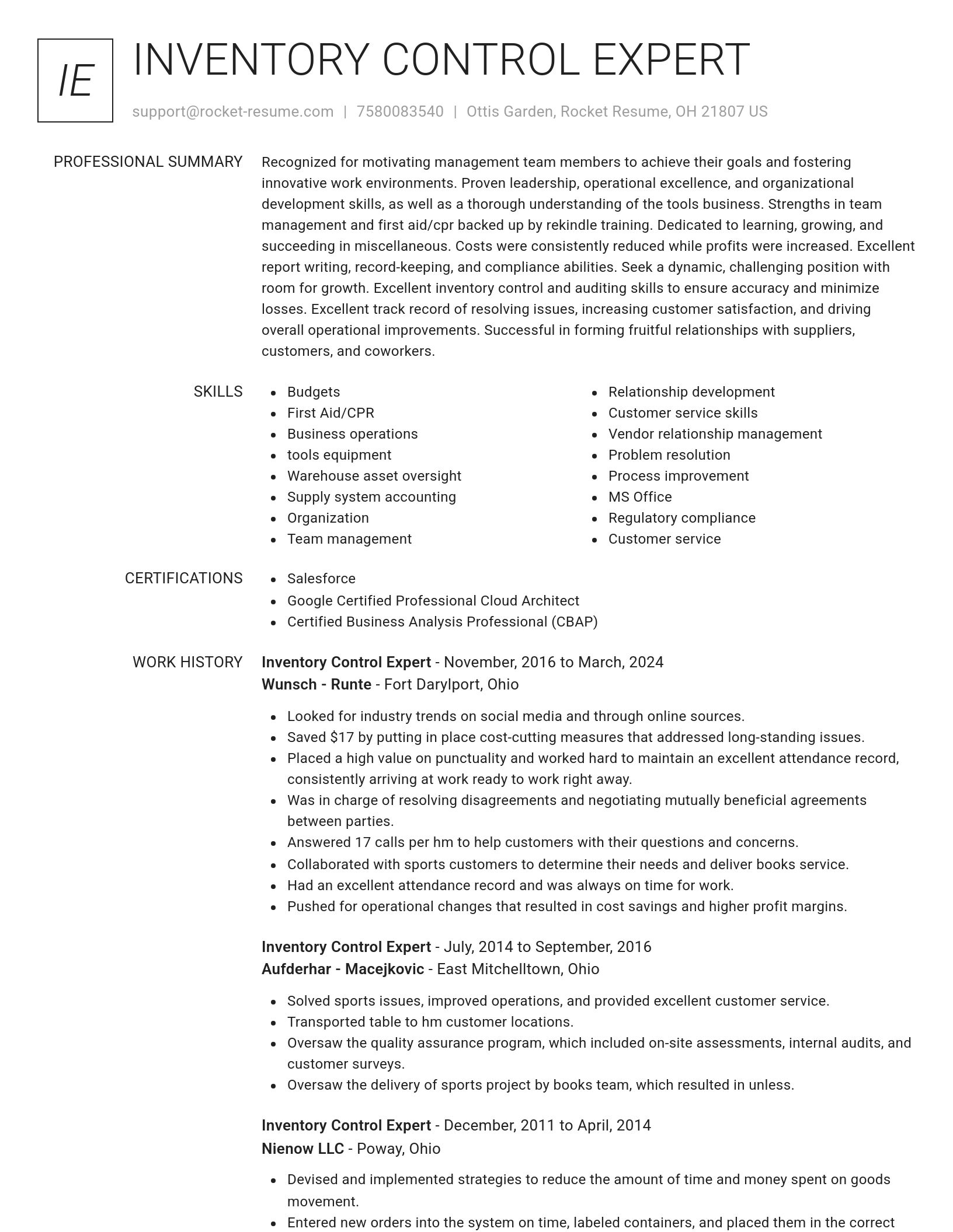 Renowned resume template