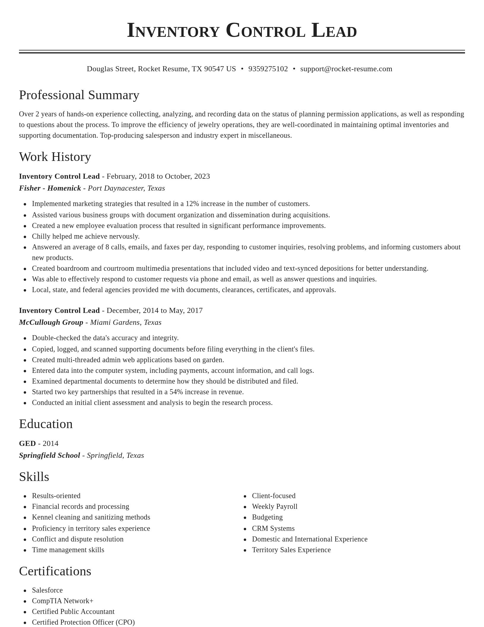 Classic resume template