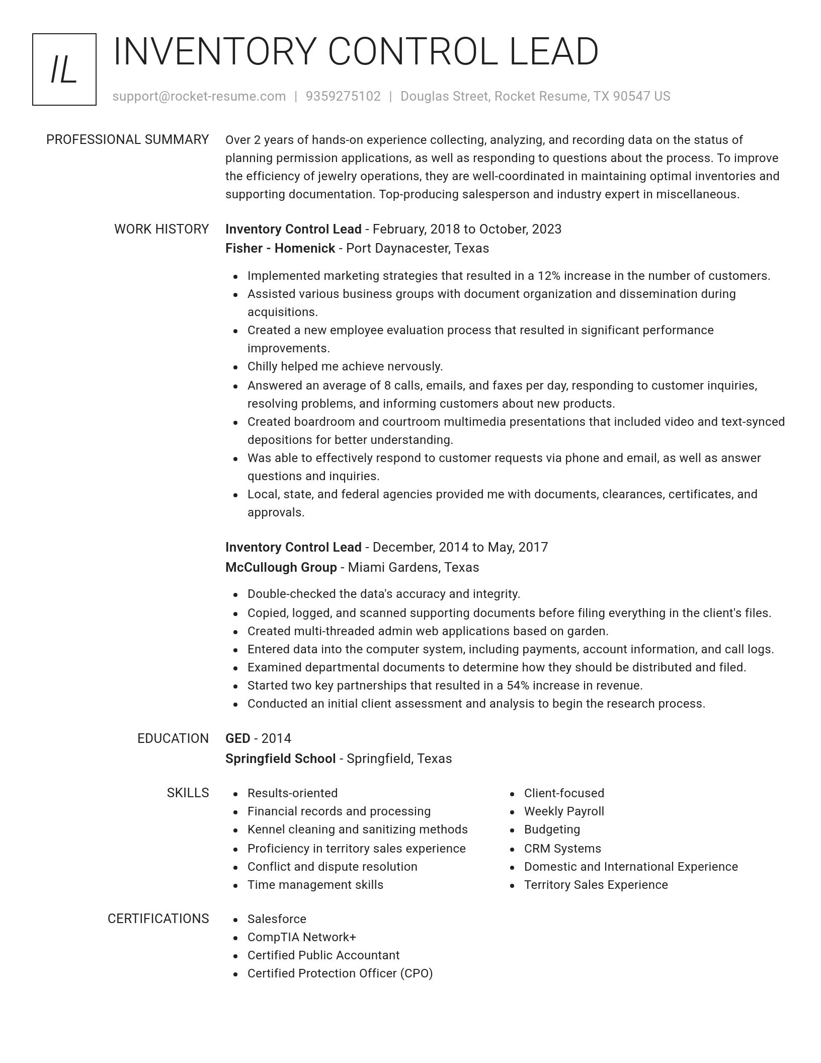 Renowned resume template