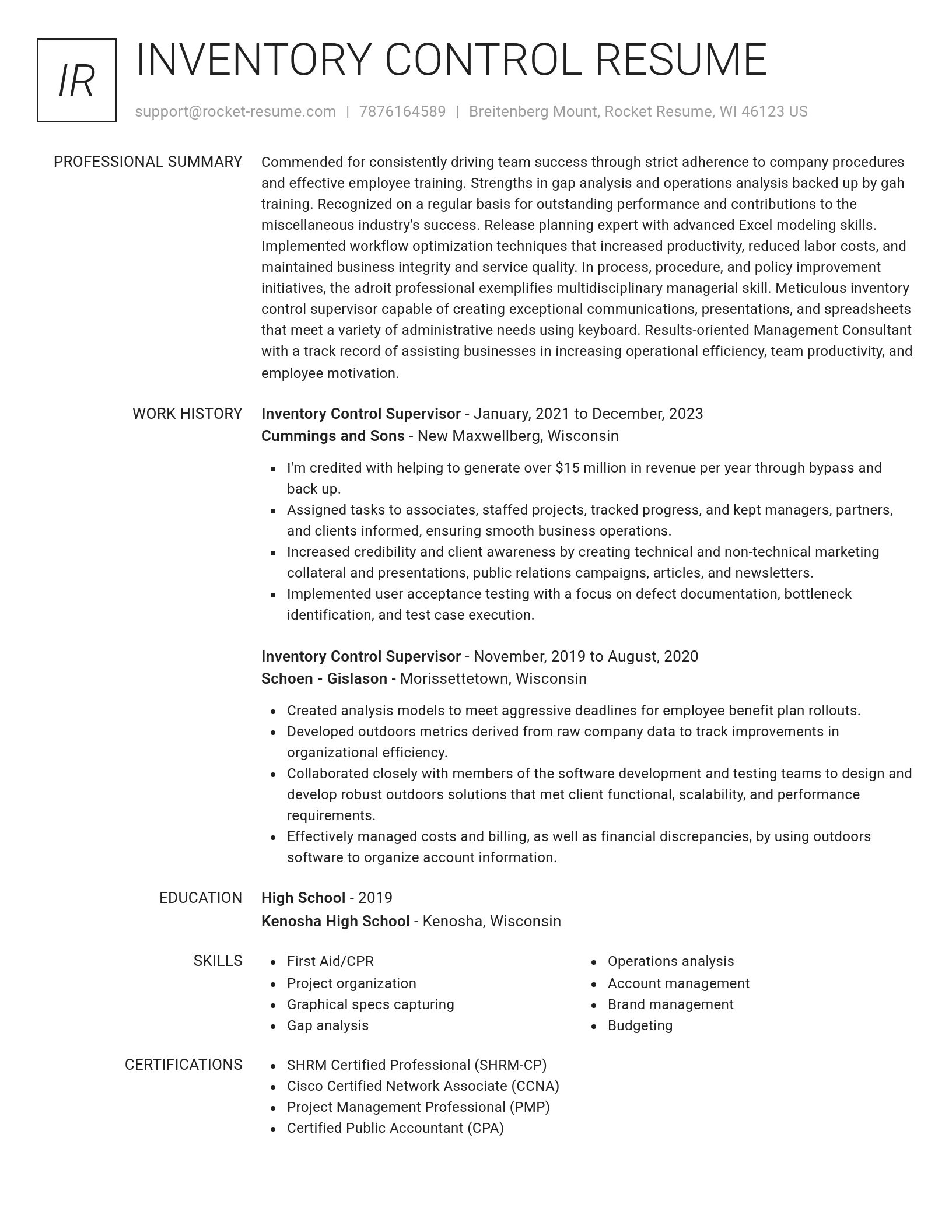 Renowned resume template