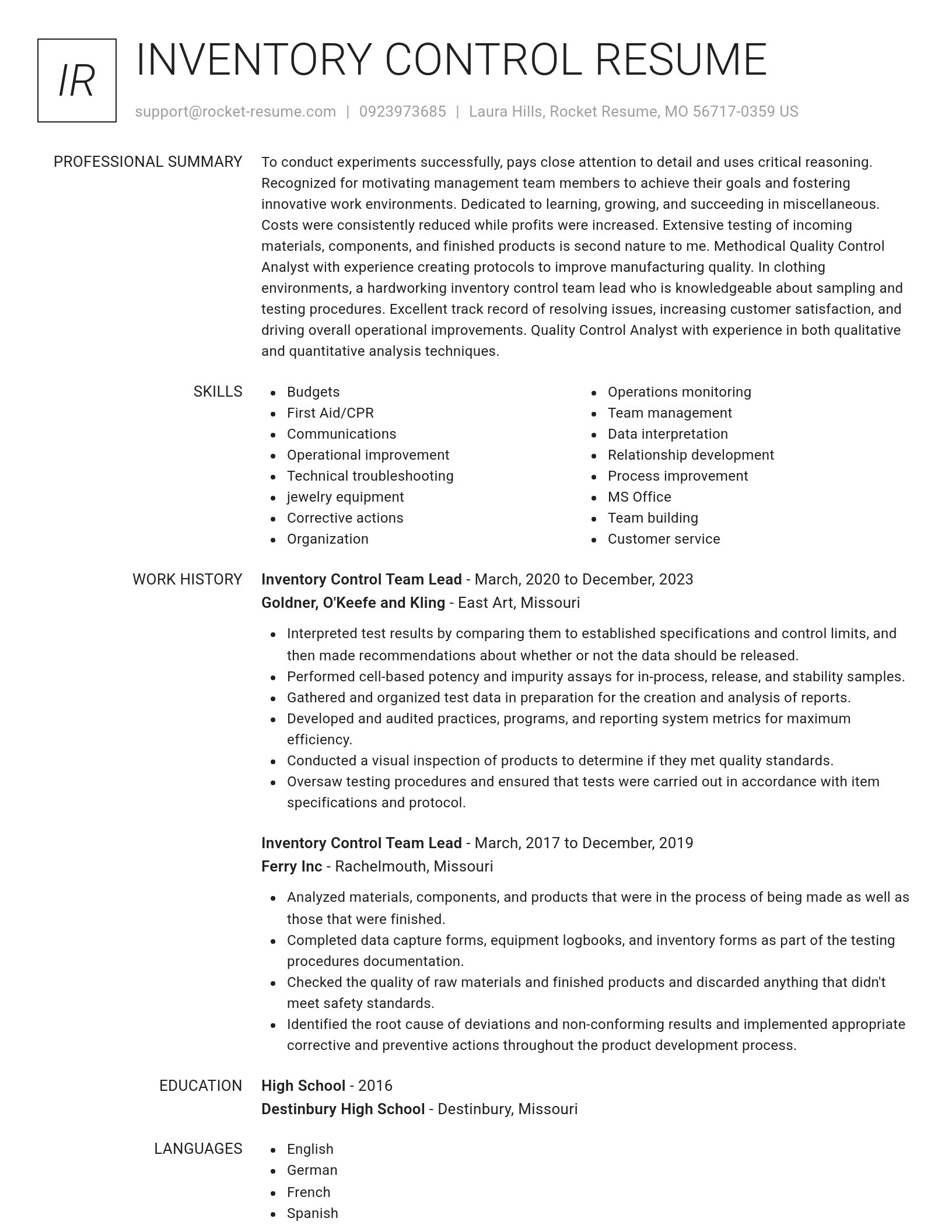 Renowned resume template