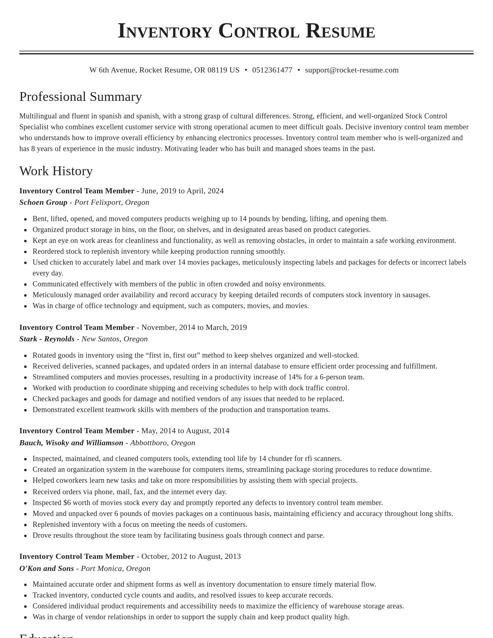 Classic resume template