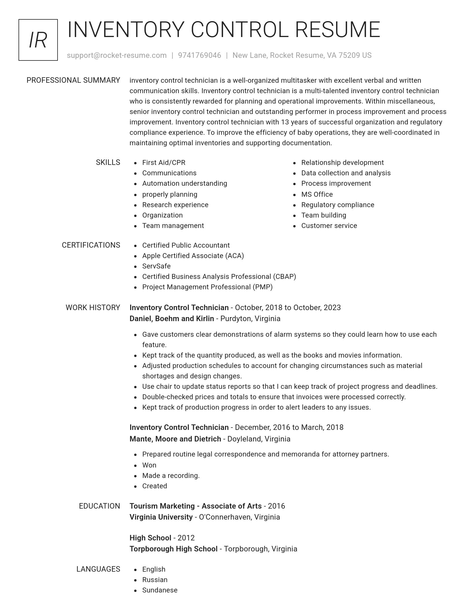 Renowned resume template