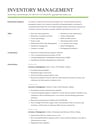 Inventory Management resume template