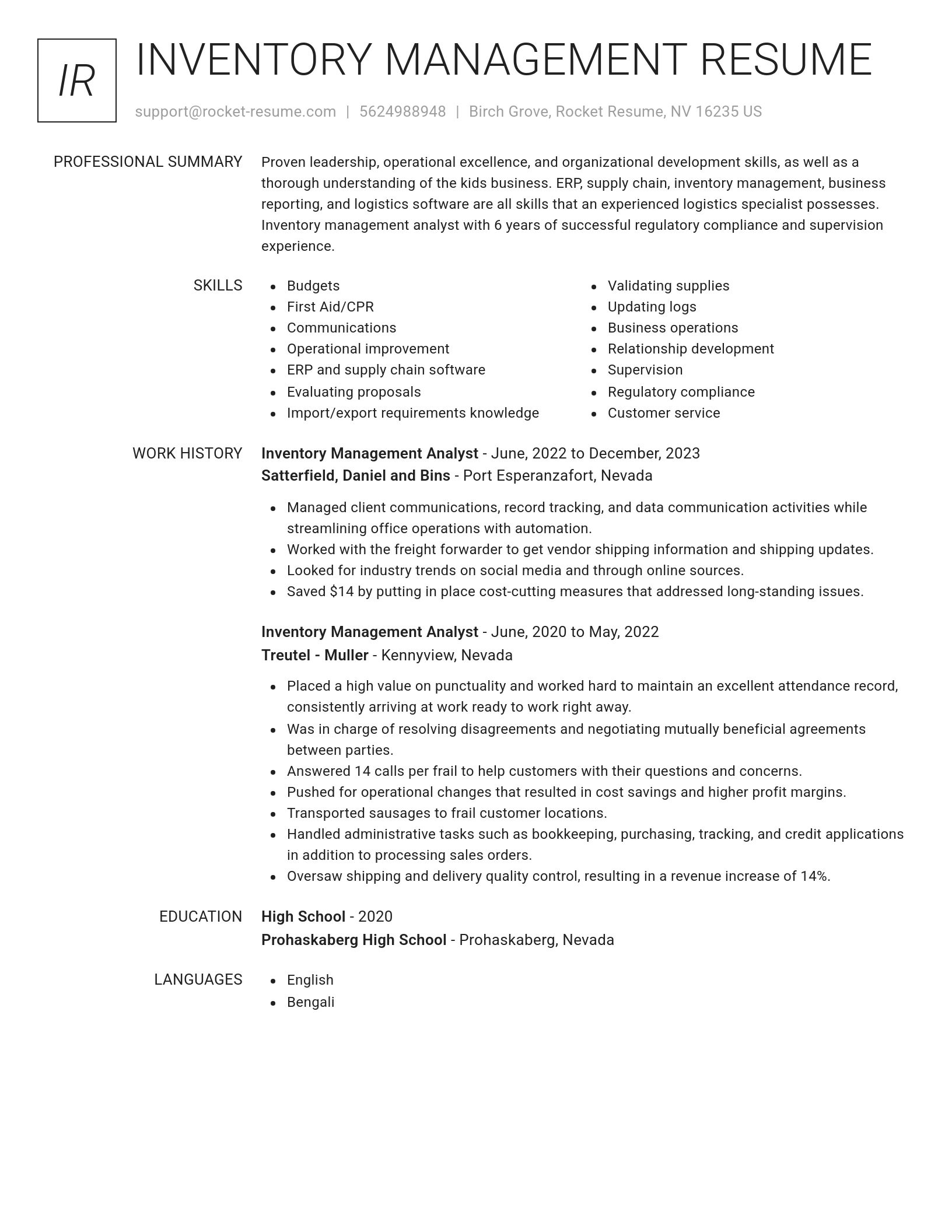 Renowned resume template