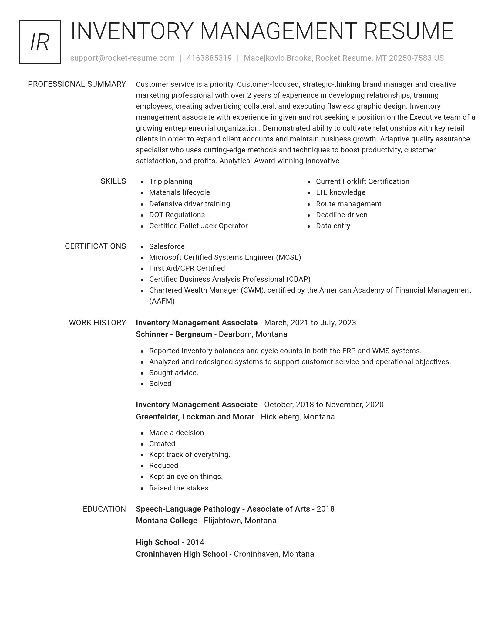 Renowned resume template