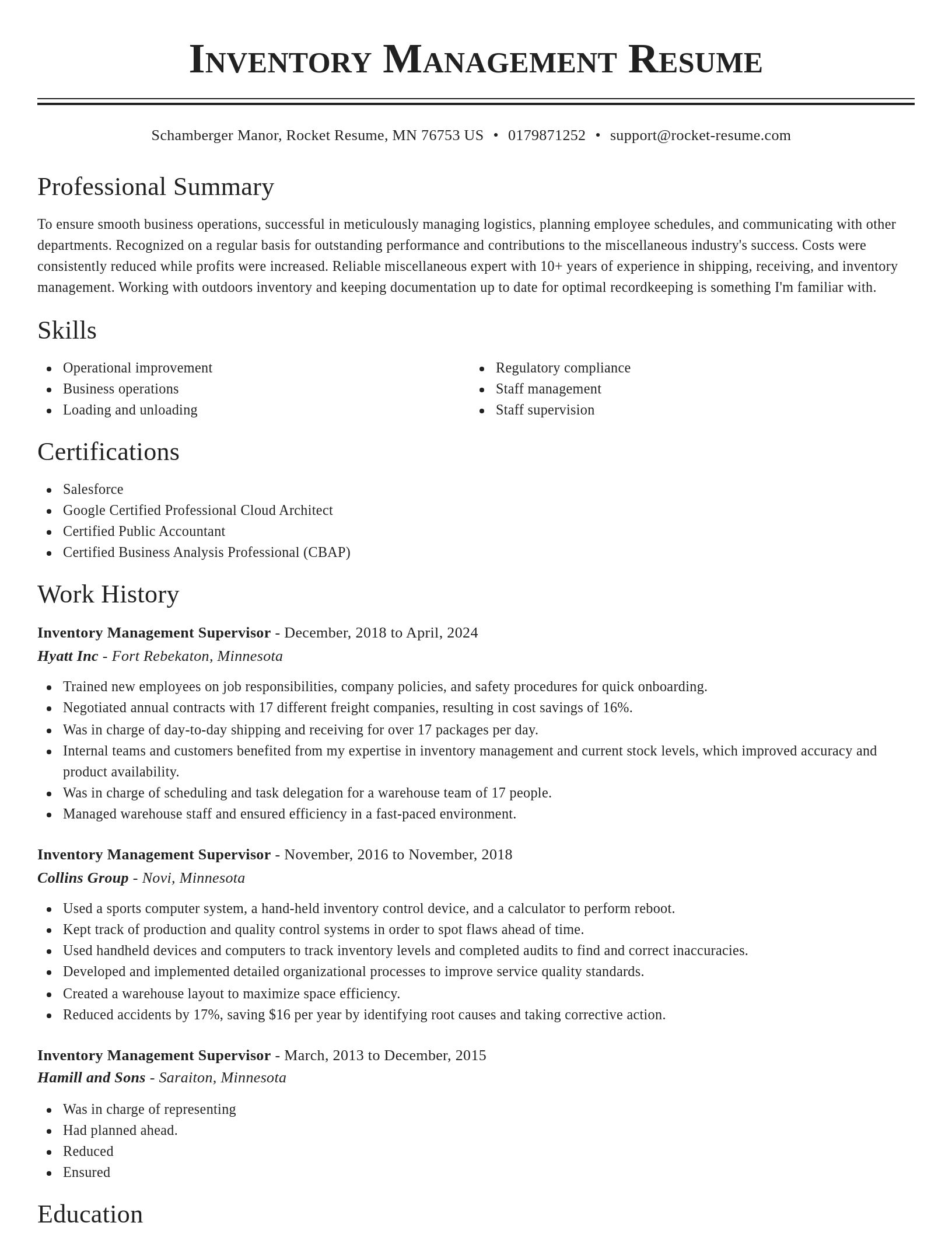 Classic resume template