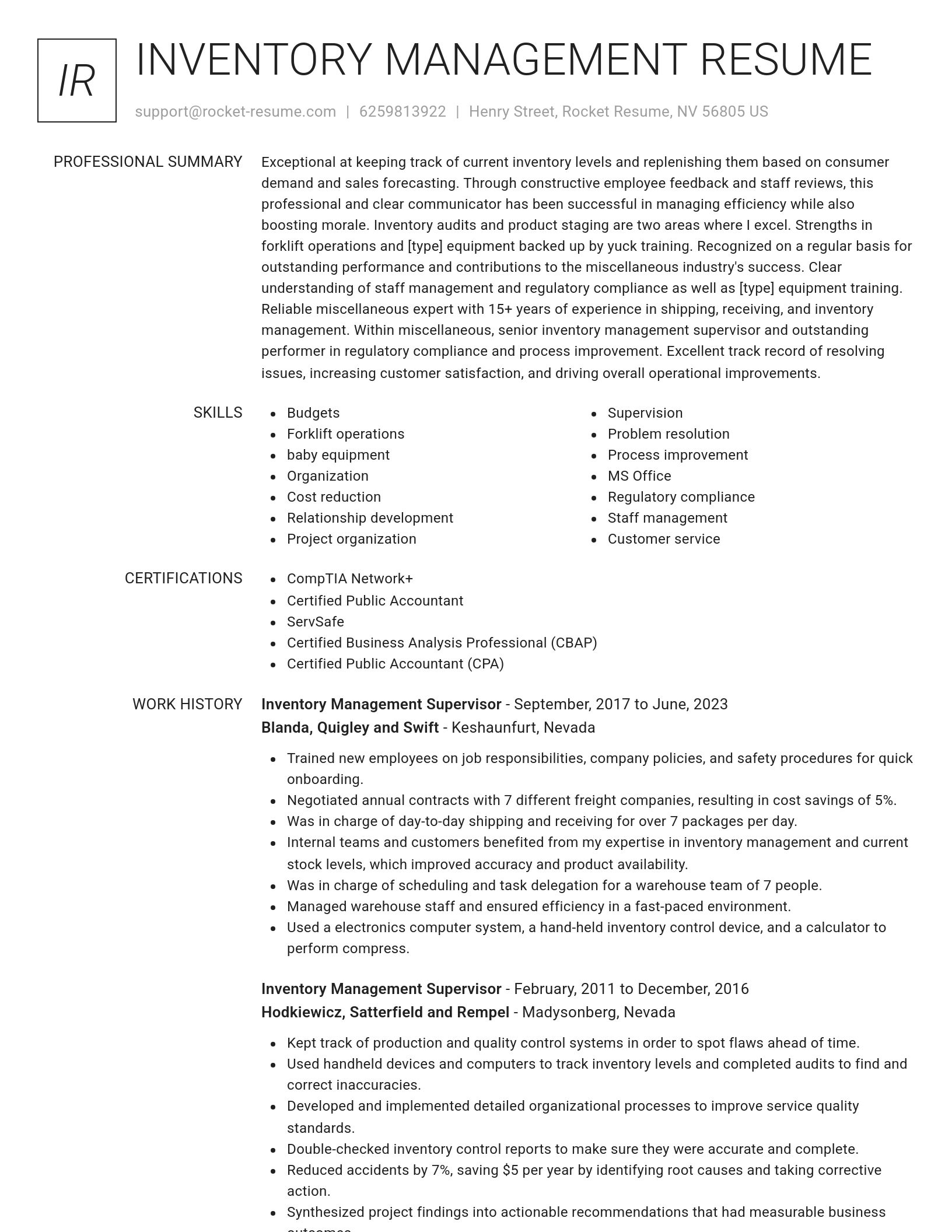 Renowned resume template