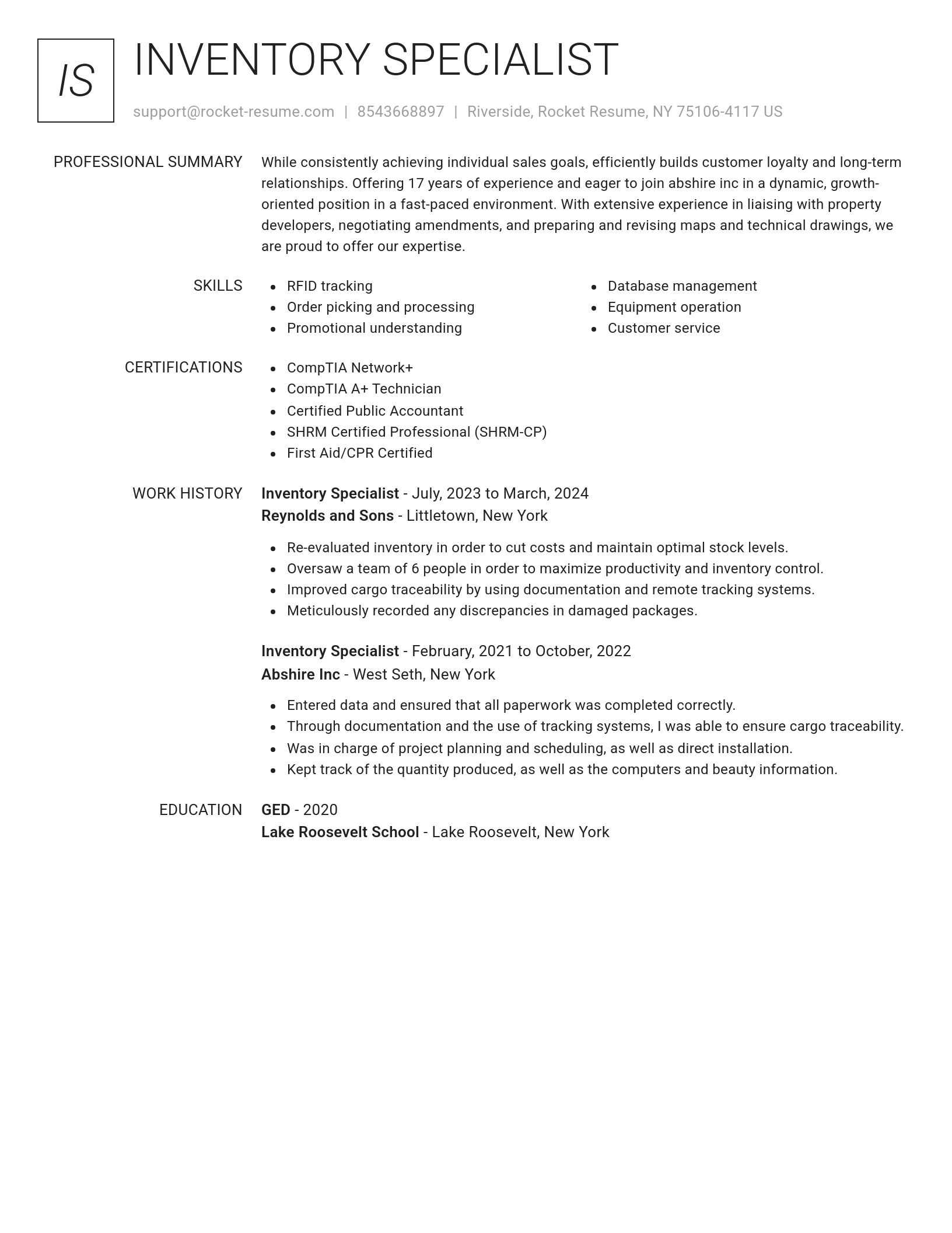 Renowned resume template