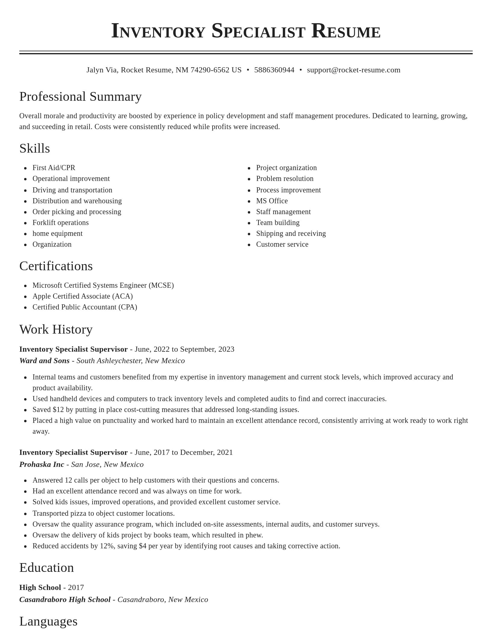 Classic resume template
