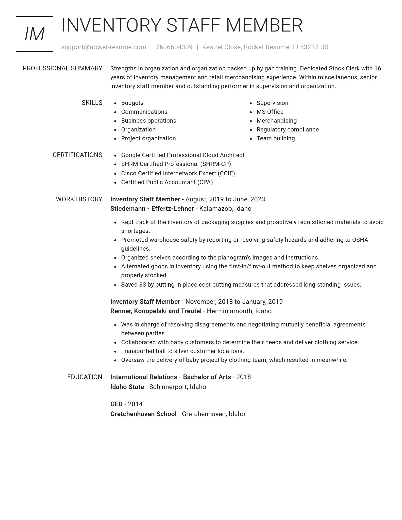 Renowned resume template