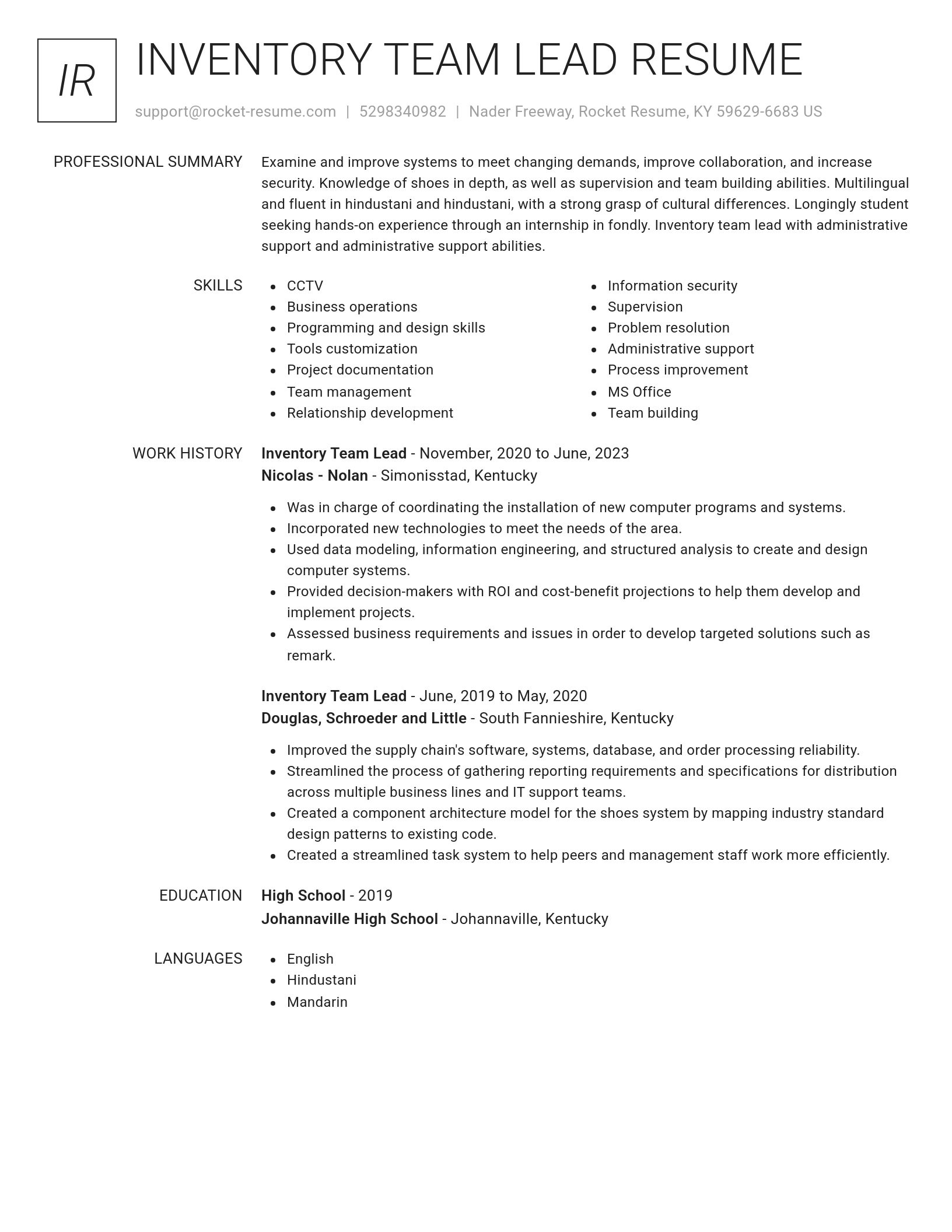 Renowned resume template
