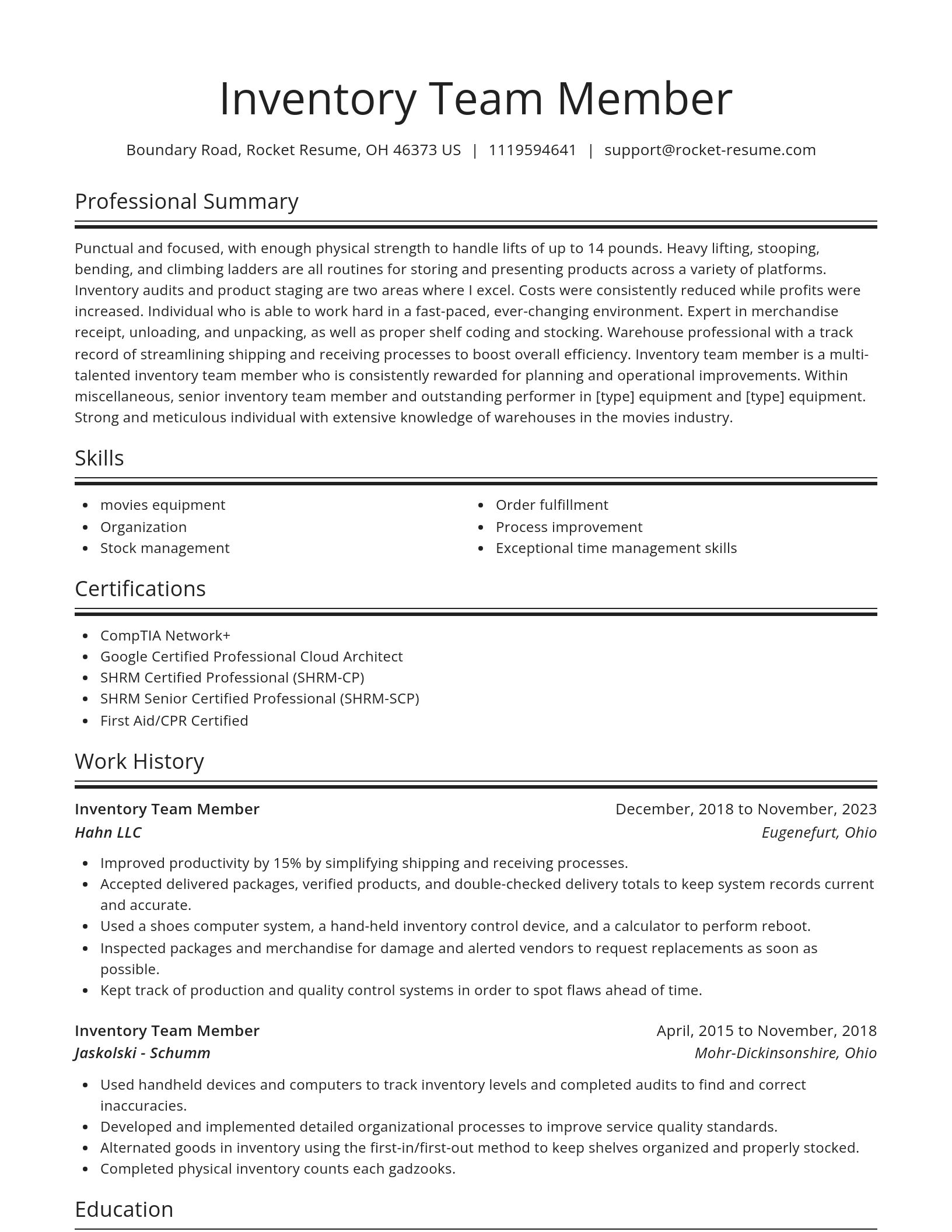 Spotlight resume template