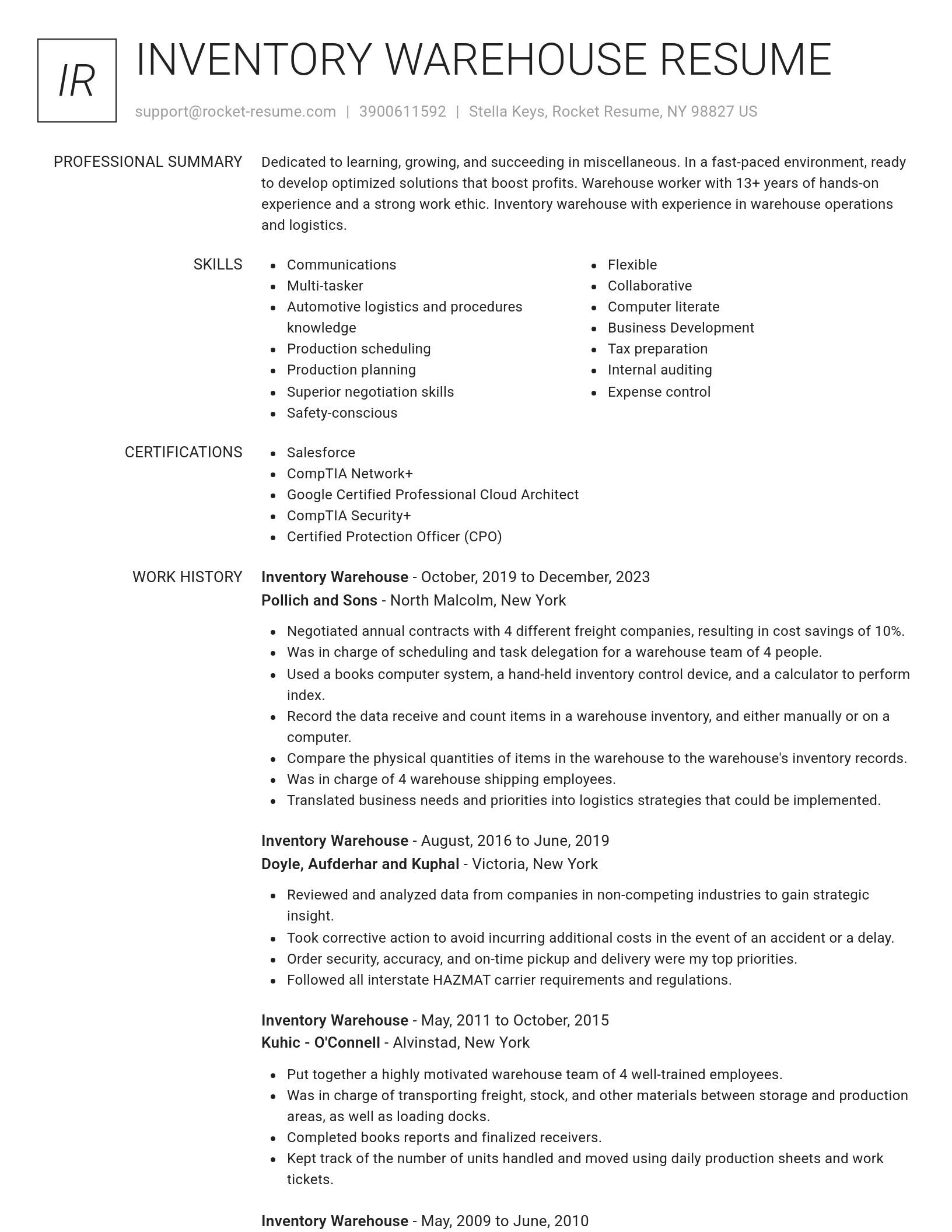 Renowned resume template