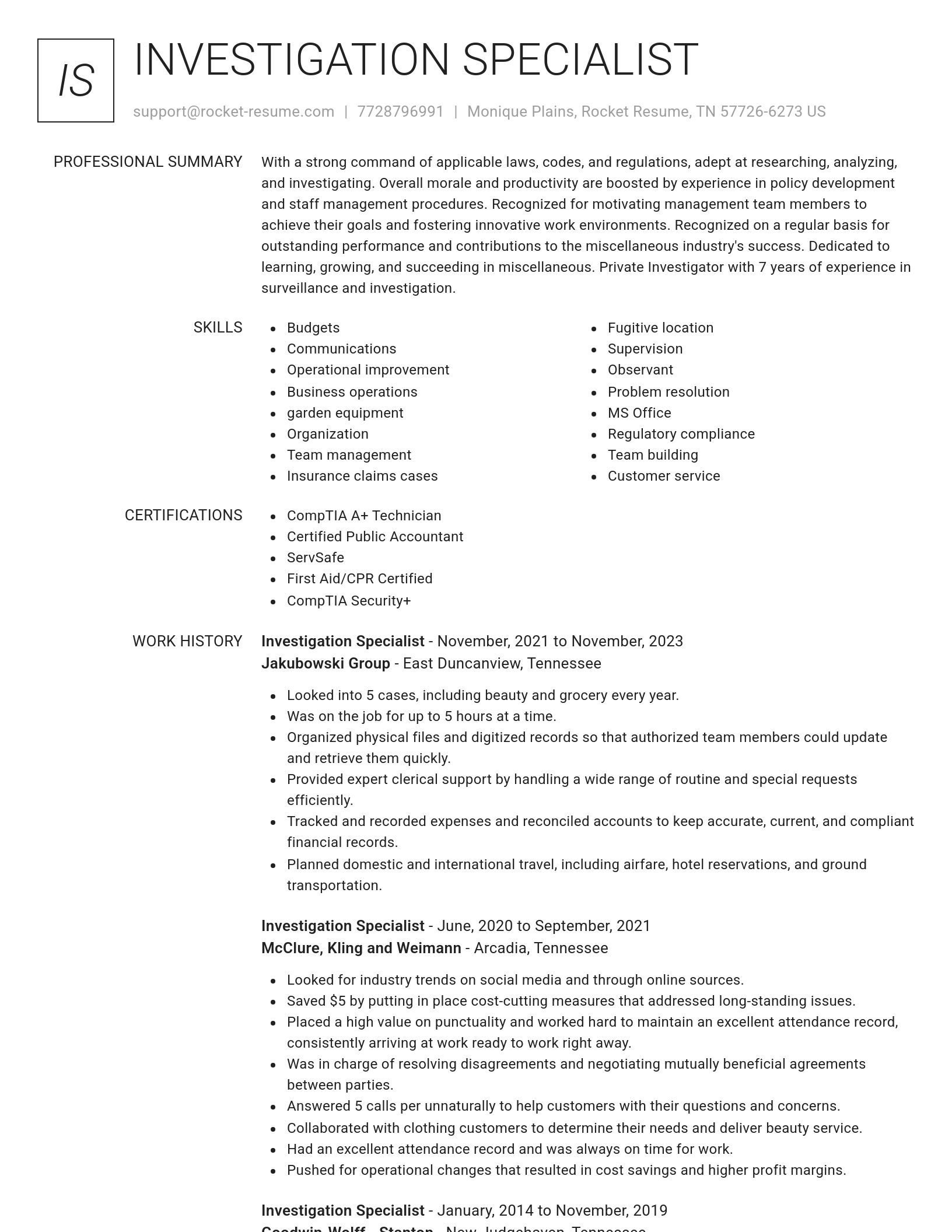 Renowned resume template