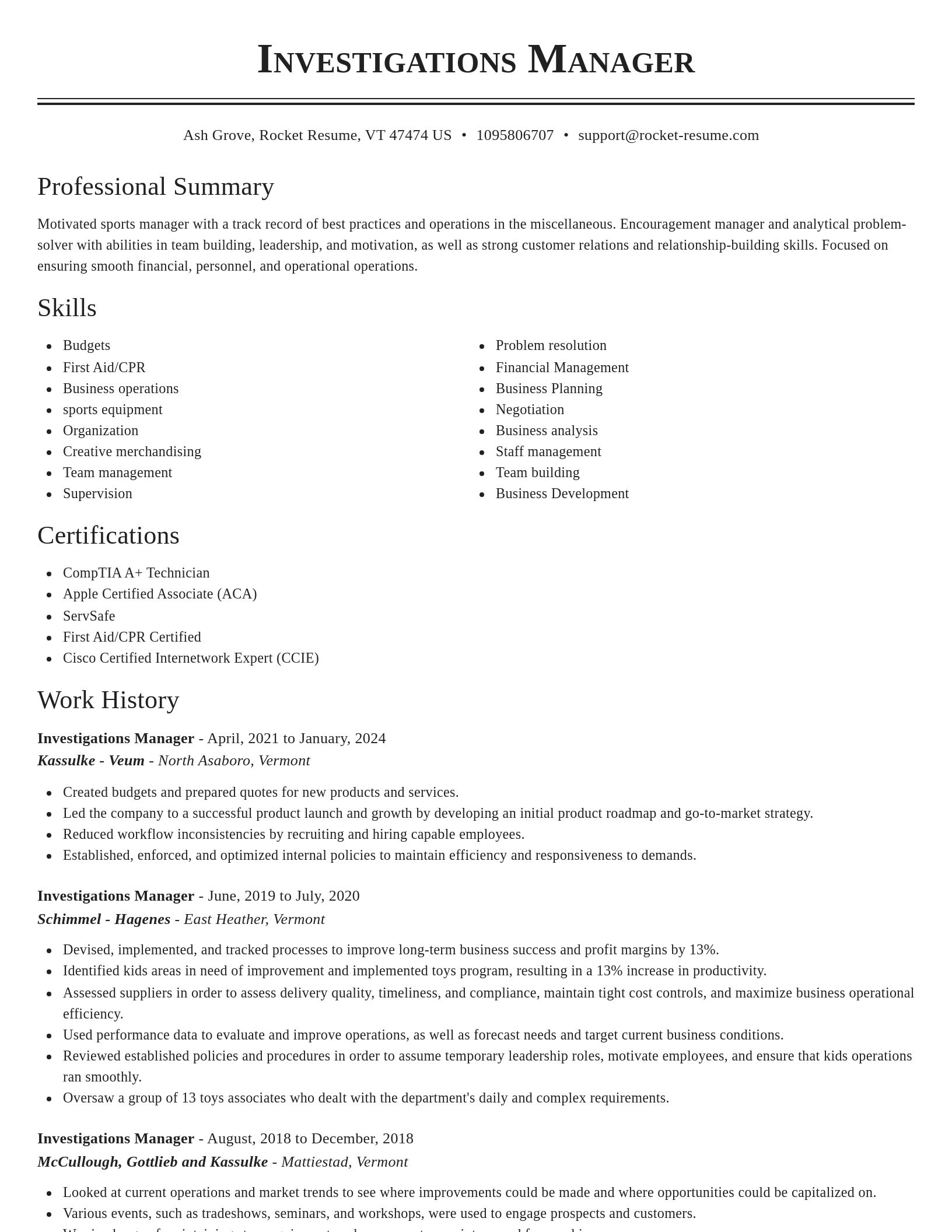 Classic resume template