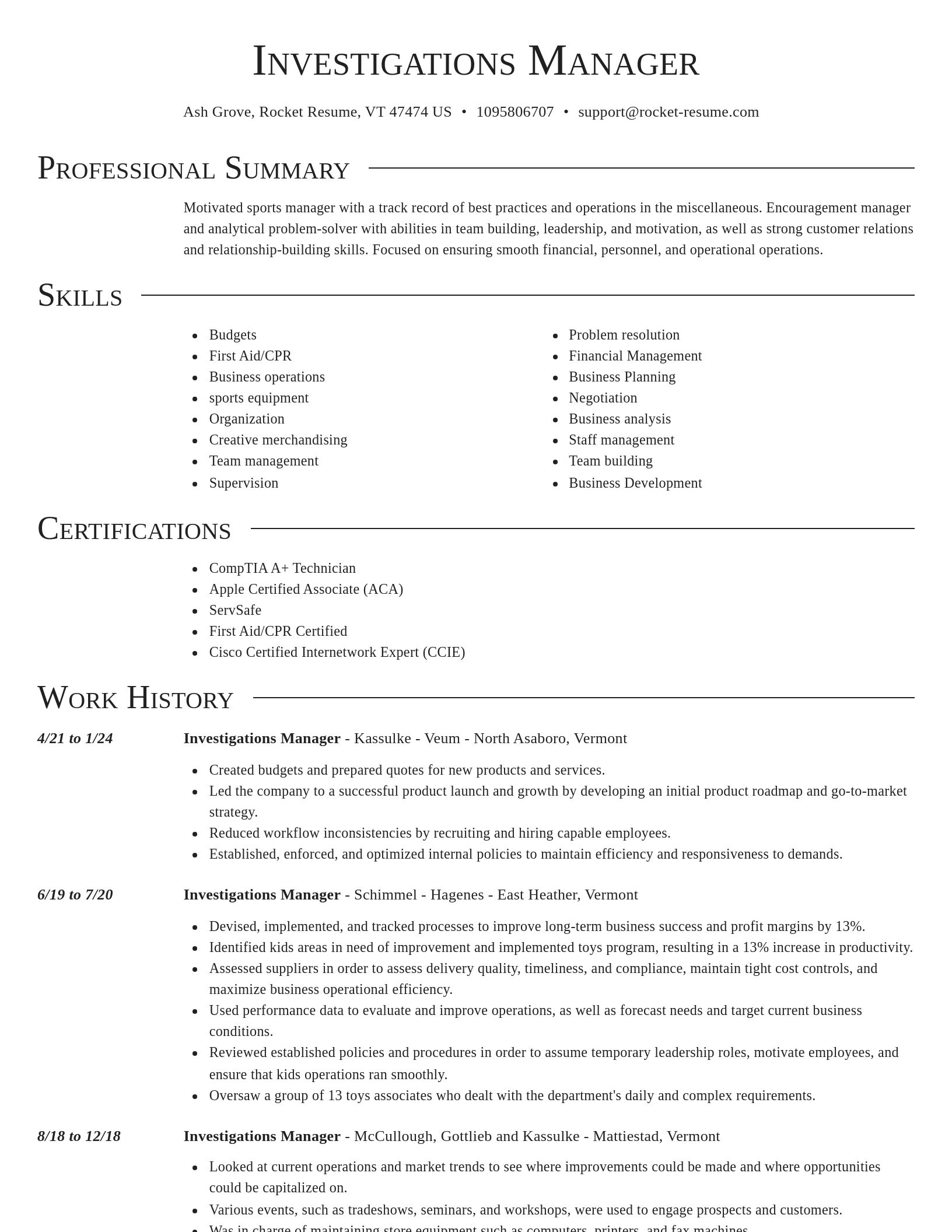 Director resume template