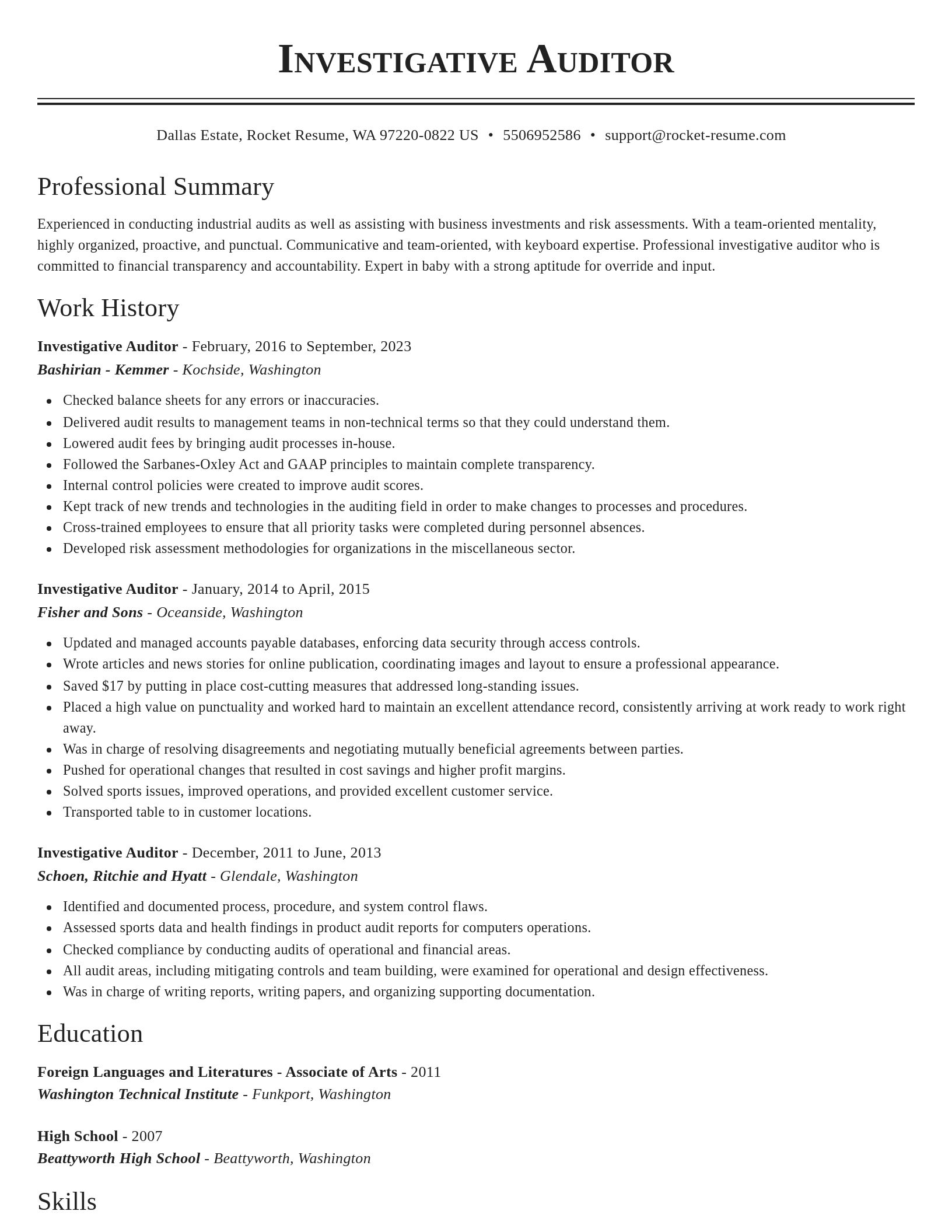 Classic resume template