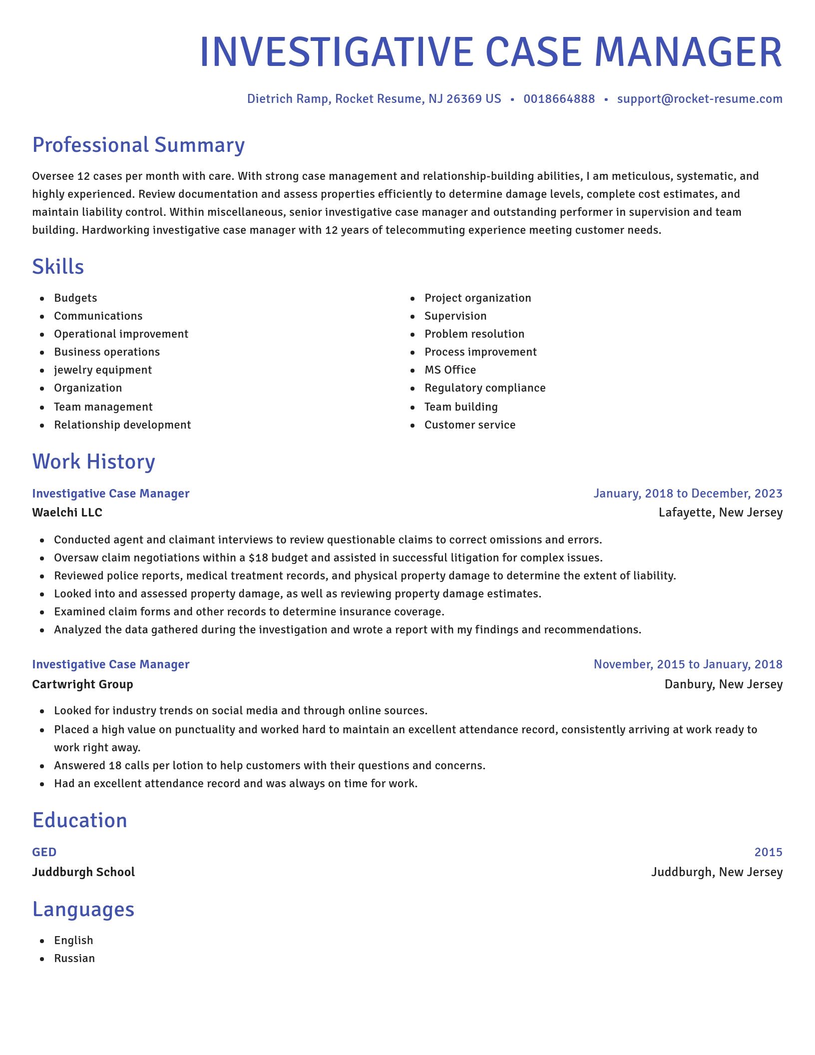 Novel resume template