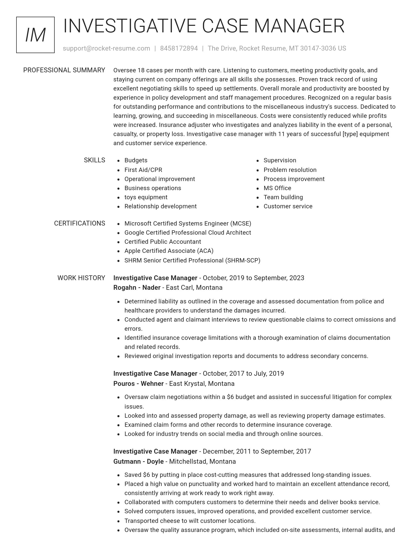 Renowned resume template