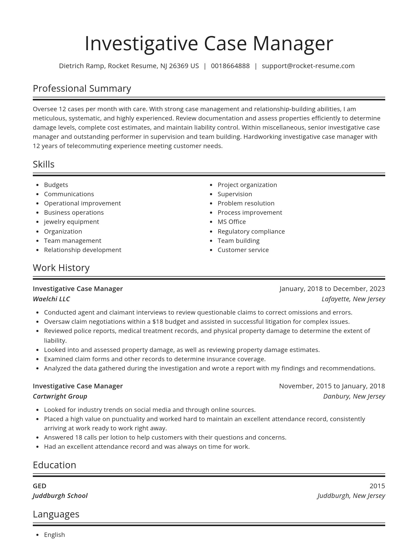Spotlight resume template
