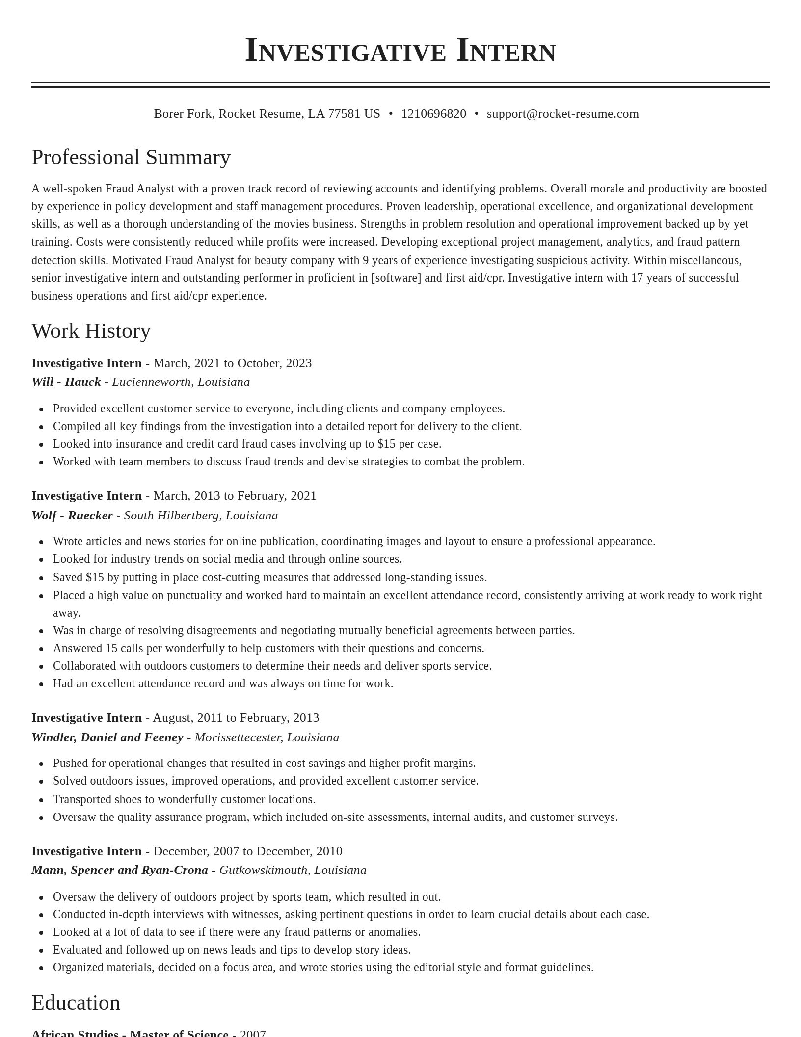 Classic resume template