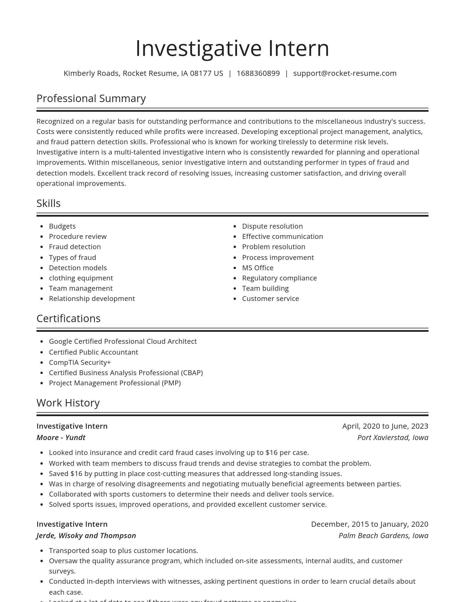 Spotlight resume template