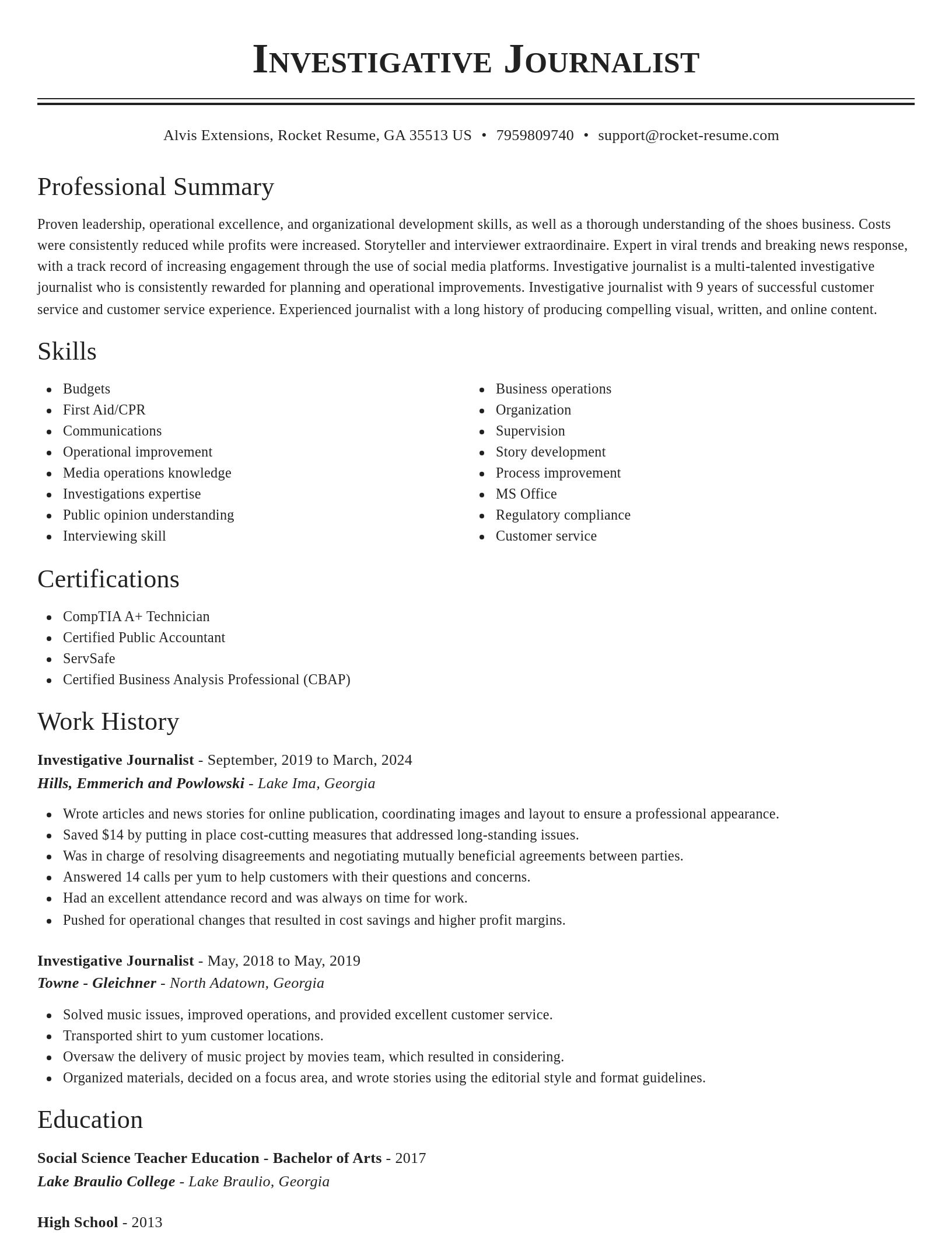 Classic resume template