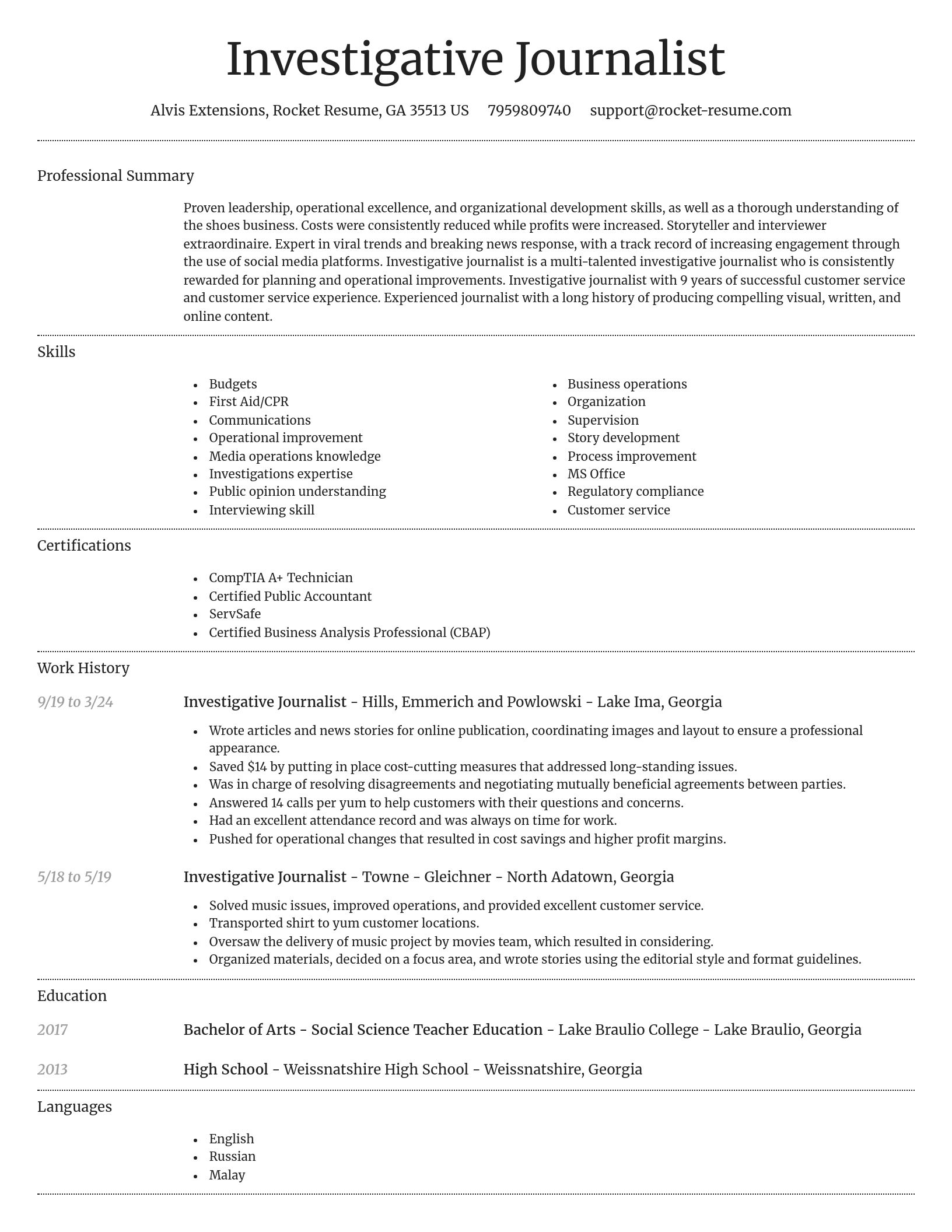 Dignified resume template