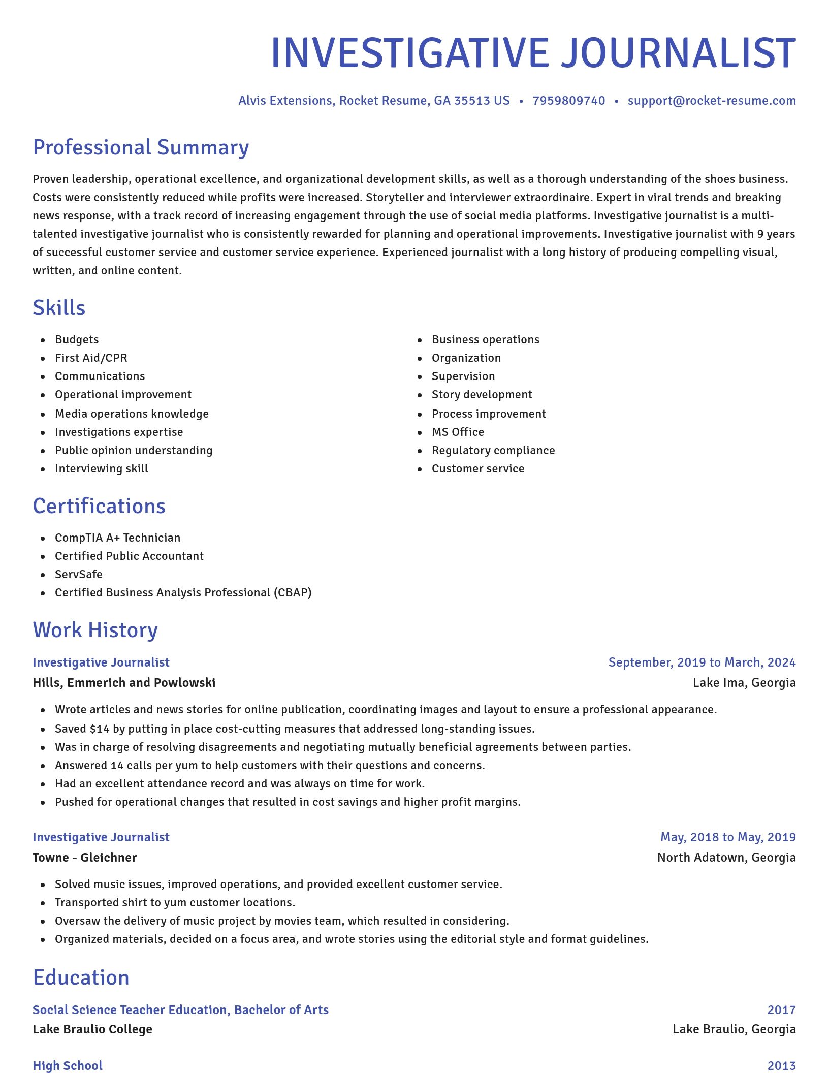 Novel resume template