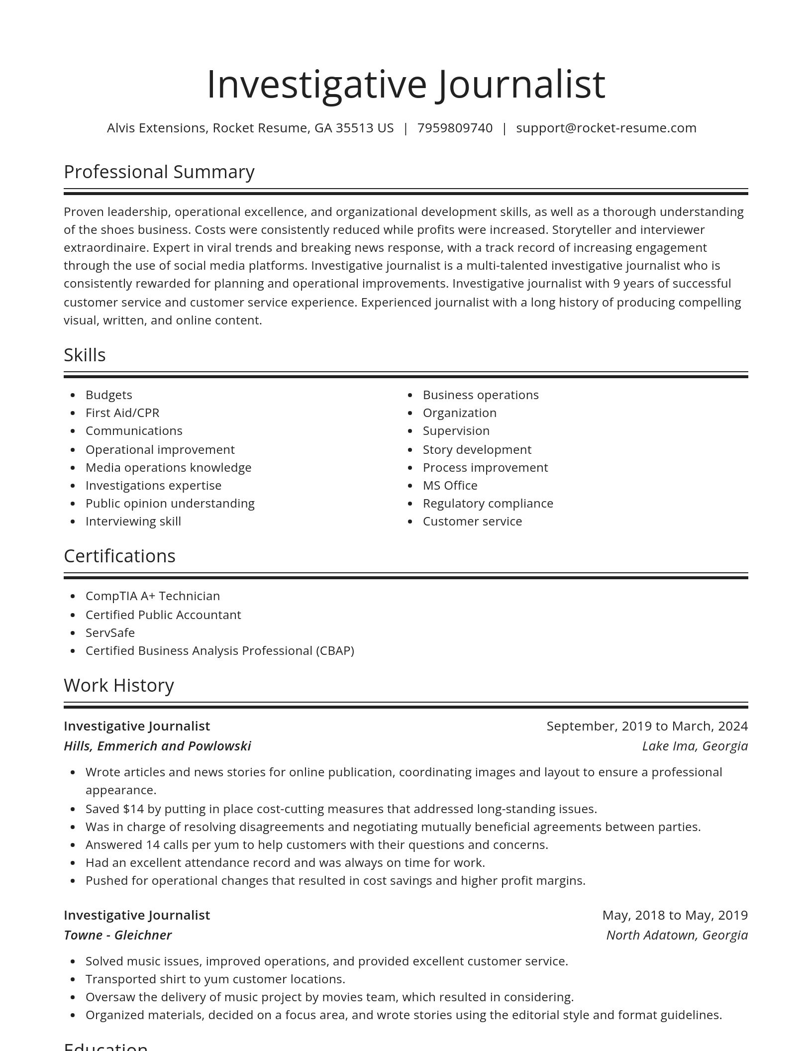 Spotlight resume template