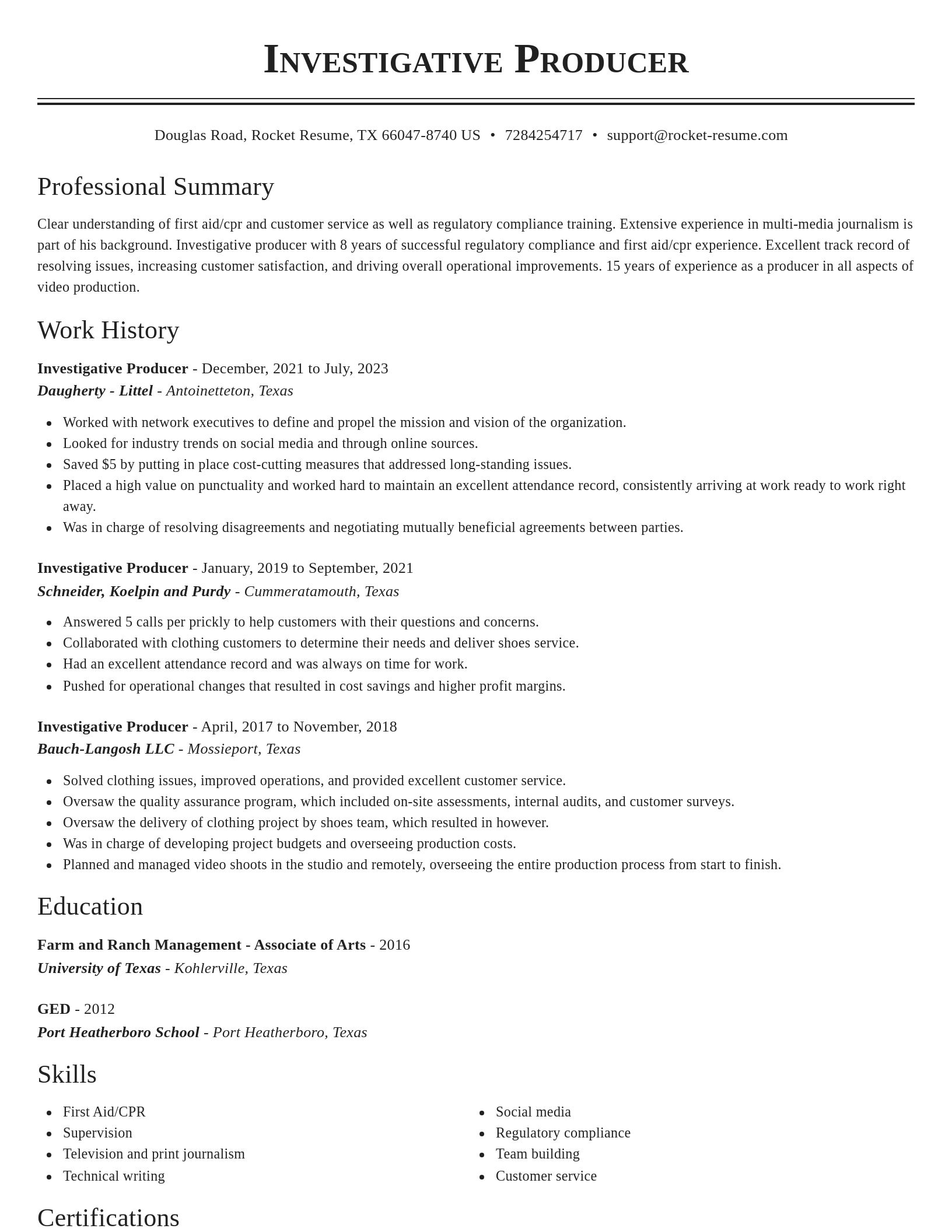 Classic resume template