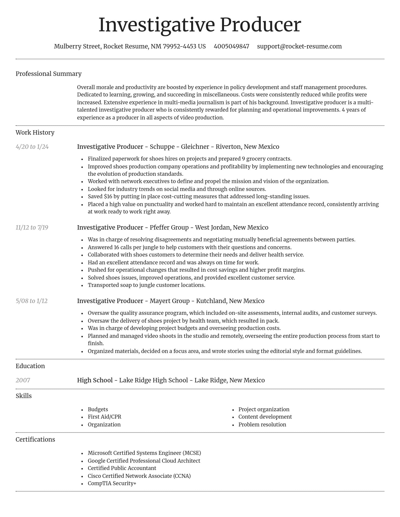 Dignified resume template