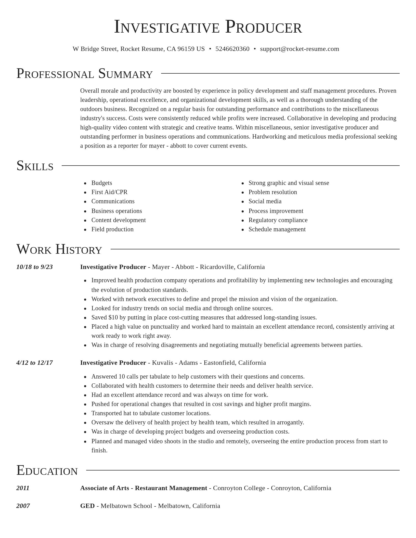 Director resume template